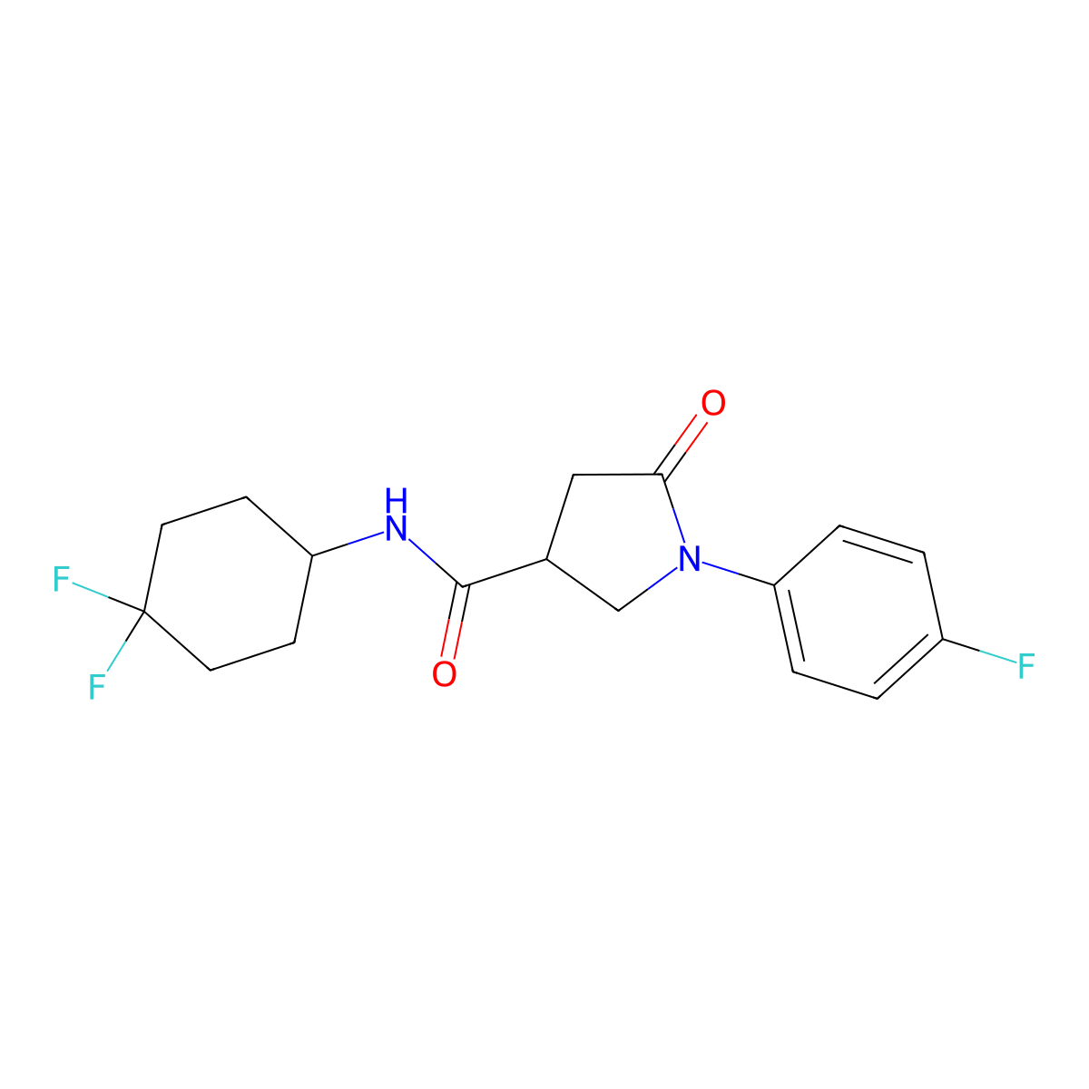 N-(4,4-difluorocyclohexyl)-1-(4-fluorophenyl)-5-oxopyrrolidine-3-carboxamide molecular structure, CAS 2034461-56-6