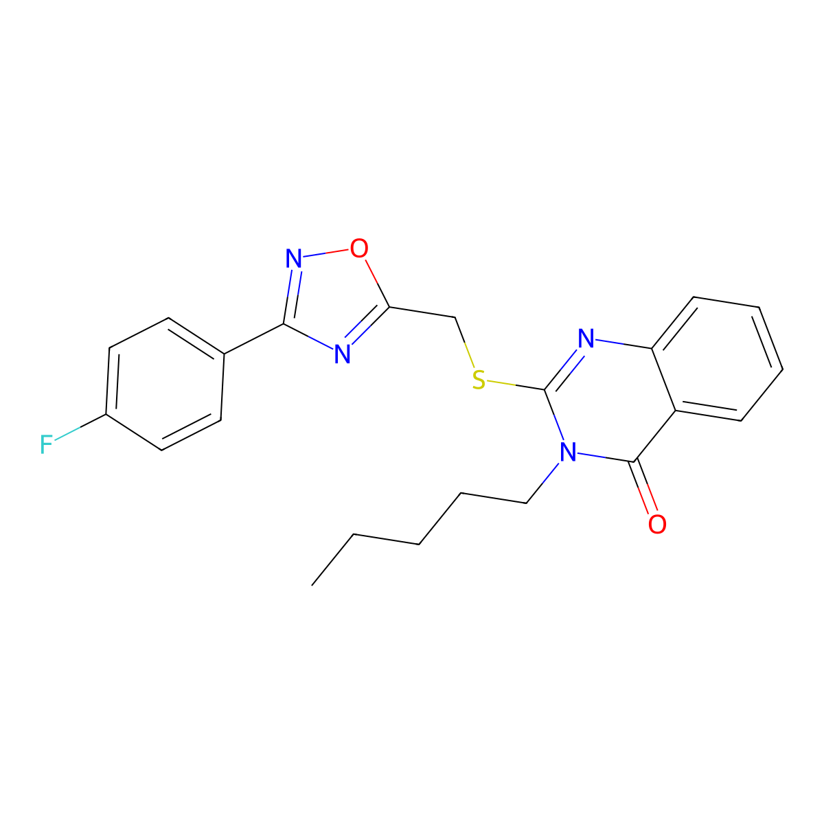 2-(((3-(4-fluorophenyl)-1,2,4-oxadiazol-5-yl)methyl)thio)-3-pentylquinazolin-4(3H)-one molecular structure, CAS 2034461-60-2