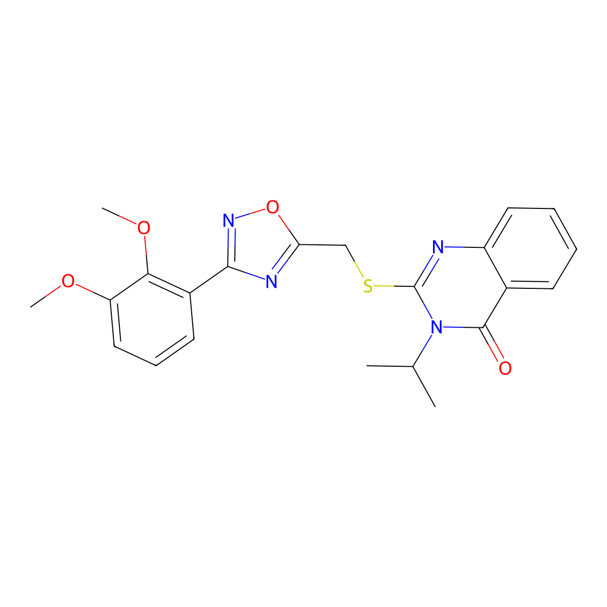 2-(((3-(2,3-dimethoxyphenyl)-1,2,4-oxadiazol-5-yl)methyl)thio)-3-isopropylquinazolin-4(3H)-one molecular structure, CAS 2034461-73-7