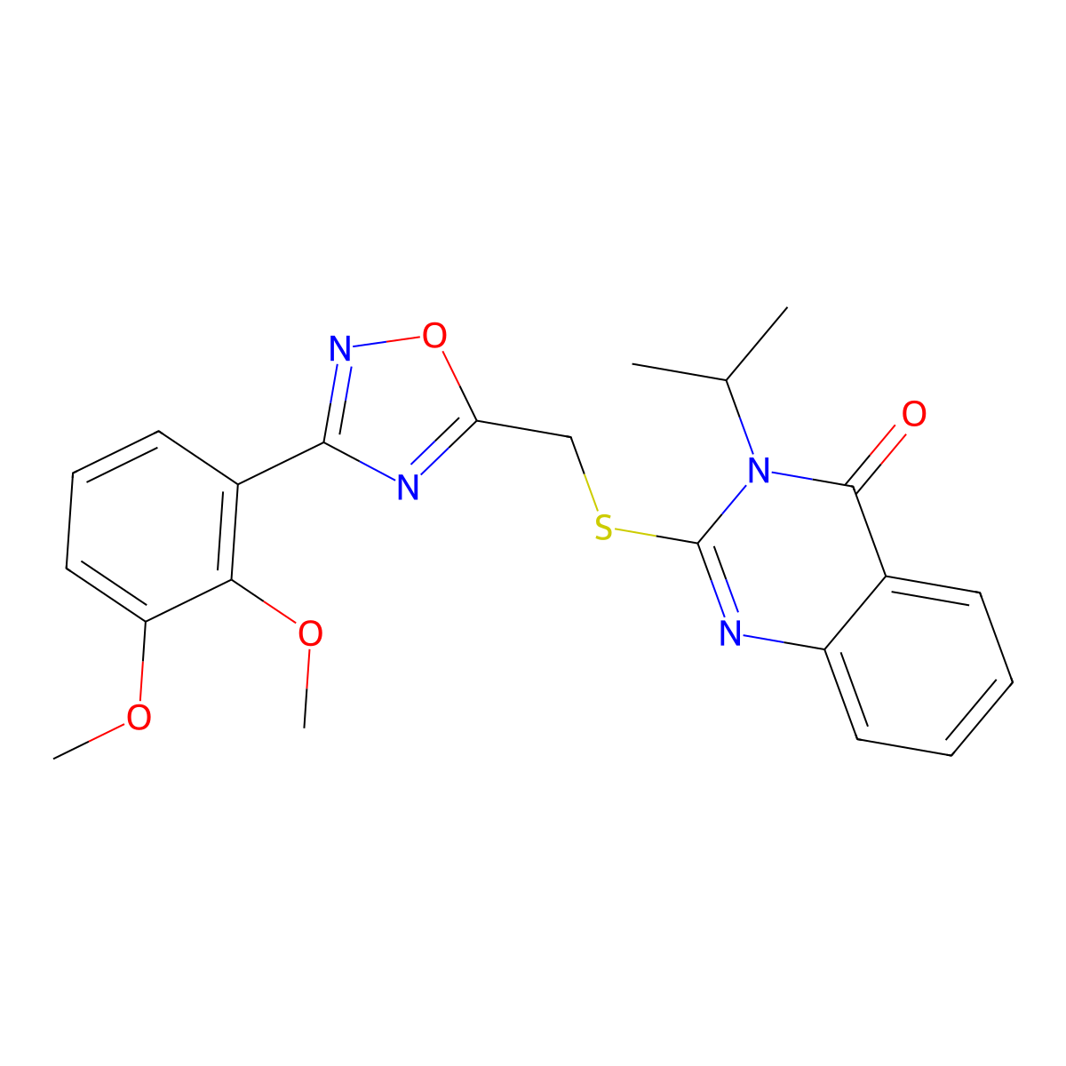 2-(((3-(2,3-dimethoxyphenyl)-1,2,4-oxadiazol-5-yl)methyl)thio)-3-isopropylquinazolin-4(3H)-one molecular structure, CAS 2034461-73-7