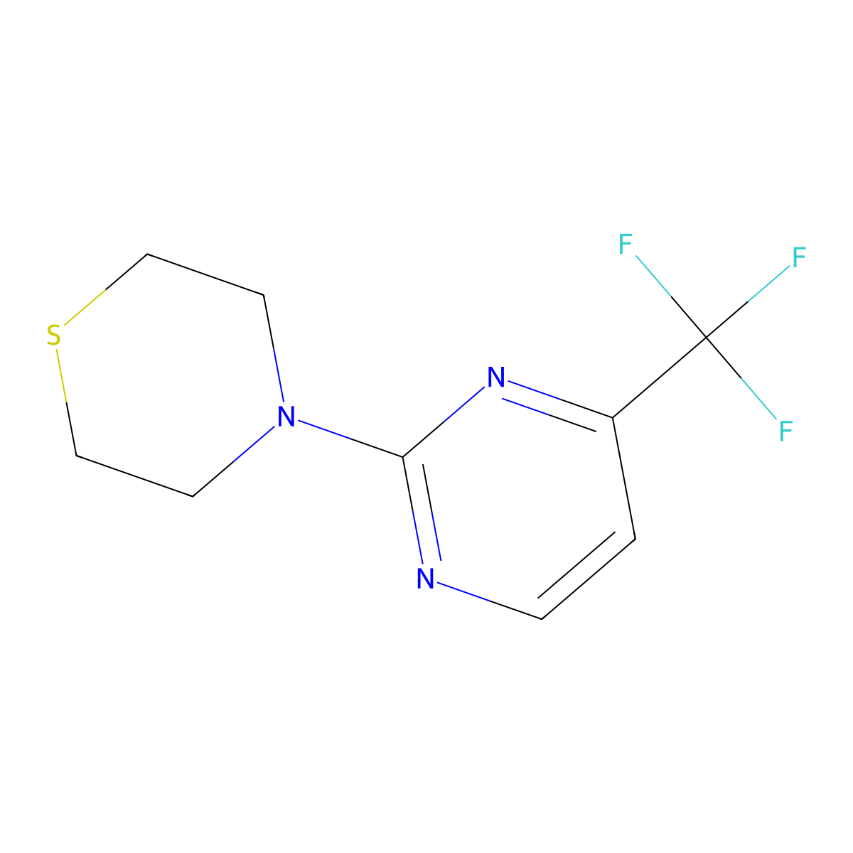 4-[4-(Trifluoromethyl)pyrimidin-2-yl]thiomorpholine molecular structure, CAS 2034461-77-1
