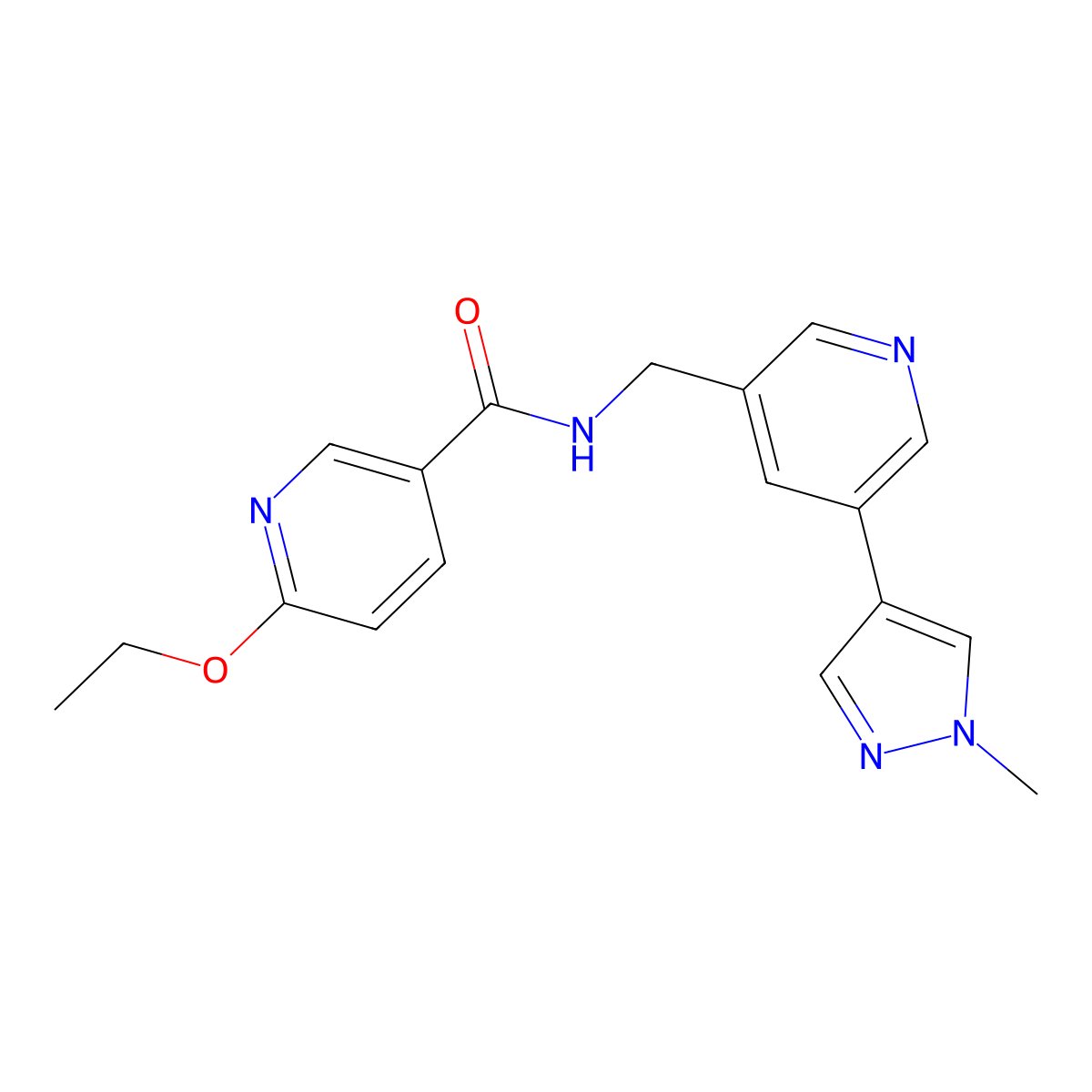 6-ethoxy-N-((5-(1-methyl-1H-pyrazol-4-yl)pyridin-3-yl)methyl)nicotinamide molecular structure, CAS 2034461-83-9