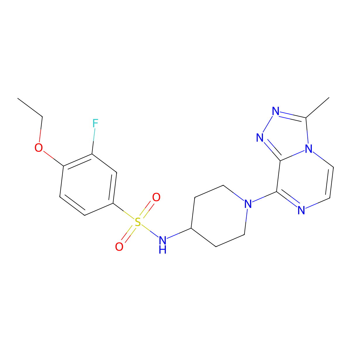 4-ethoxy-3-fluoro-N-(1-(3-methyl-[1,2,4]triazolo[4,3-a]pyrazin-8-yl)piperidin-4-yl)benzenesulfonamide molecular structure, CAS 2034461-85-1