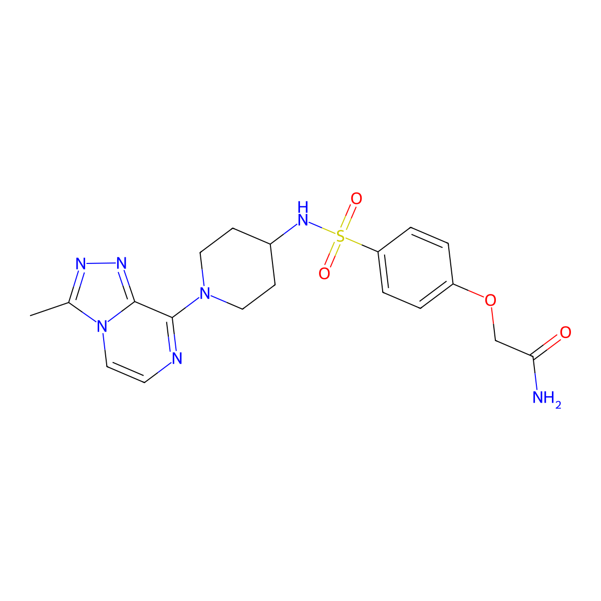 2-(4-(N-(1-(3-methyl-[1,2,4]triazolo[4,3-a]pyrazin-8-yl)piperidin-4-yl)sulfamoyl)phenoxy)acetamide molecular structure, CAS 2034461-90-8