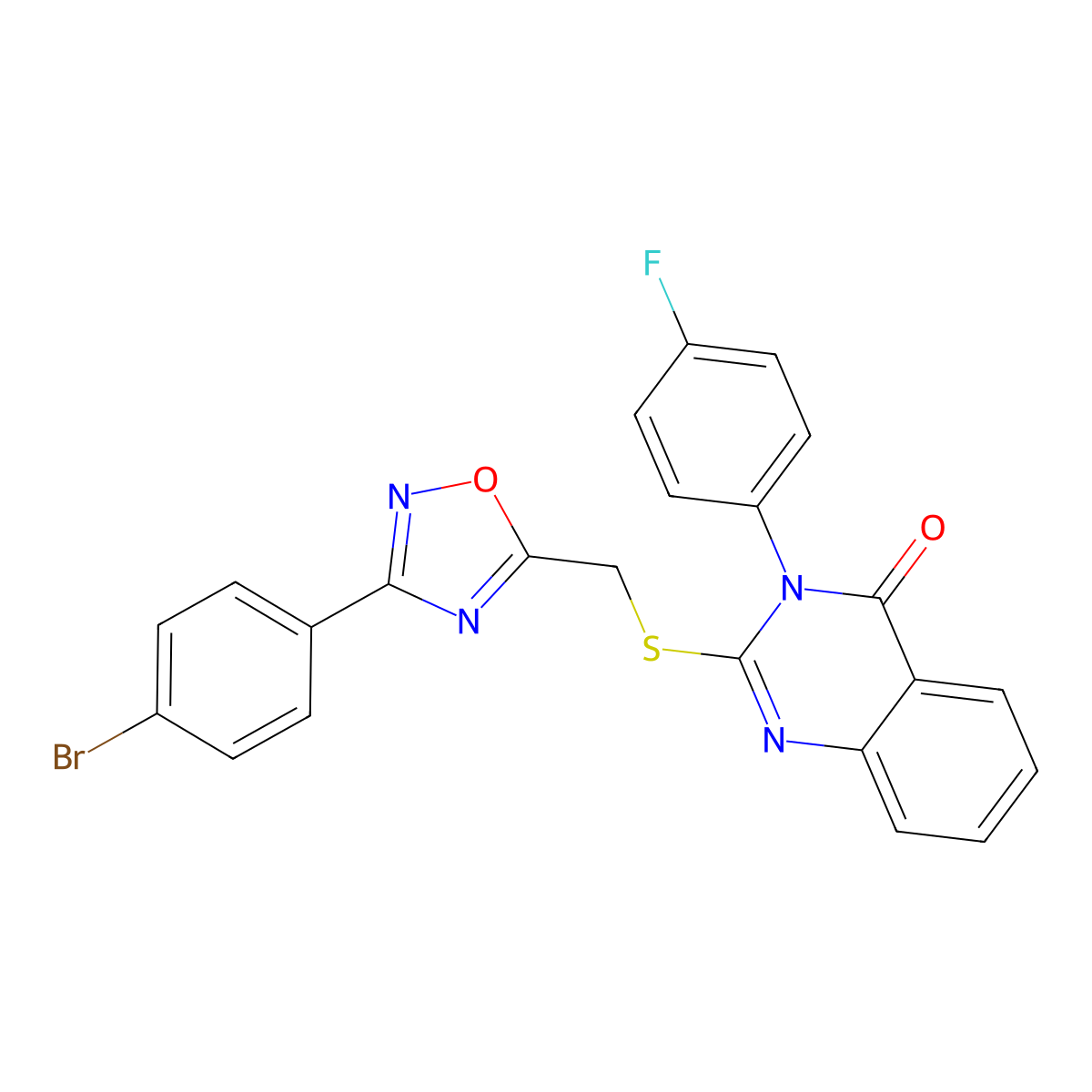 2-(((3-(4-bromophenyl)-1,2,4-oxadiazol-5-yl)methyl)thio)-3-(4-fluorophenyl)quinazolin-4(3H)-one molecular structure, CAS 2034461-95-3