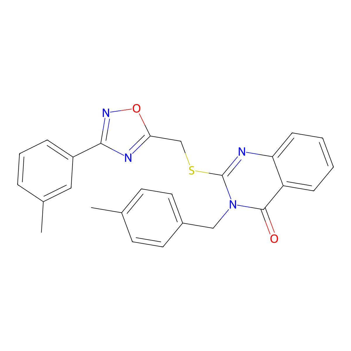 3-(4-methylbenzyl)-2-(((3-(m-tolyl)-1,2,4-oxadiazol-5-yl)methyl)thio)quinazolin-4(3H)-one molecular structure, CAS 2034462-05-8