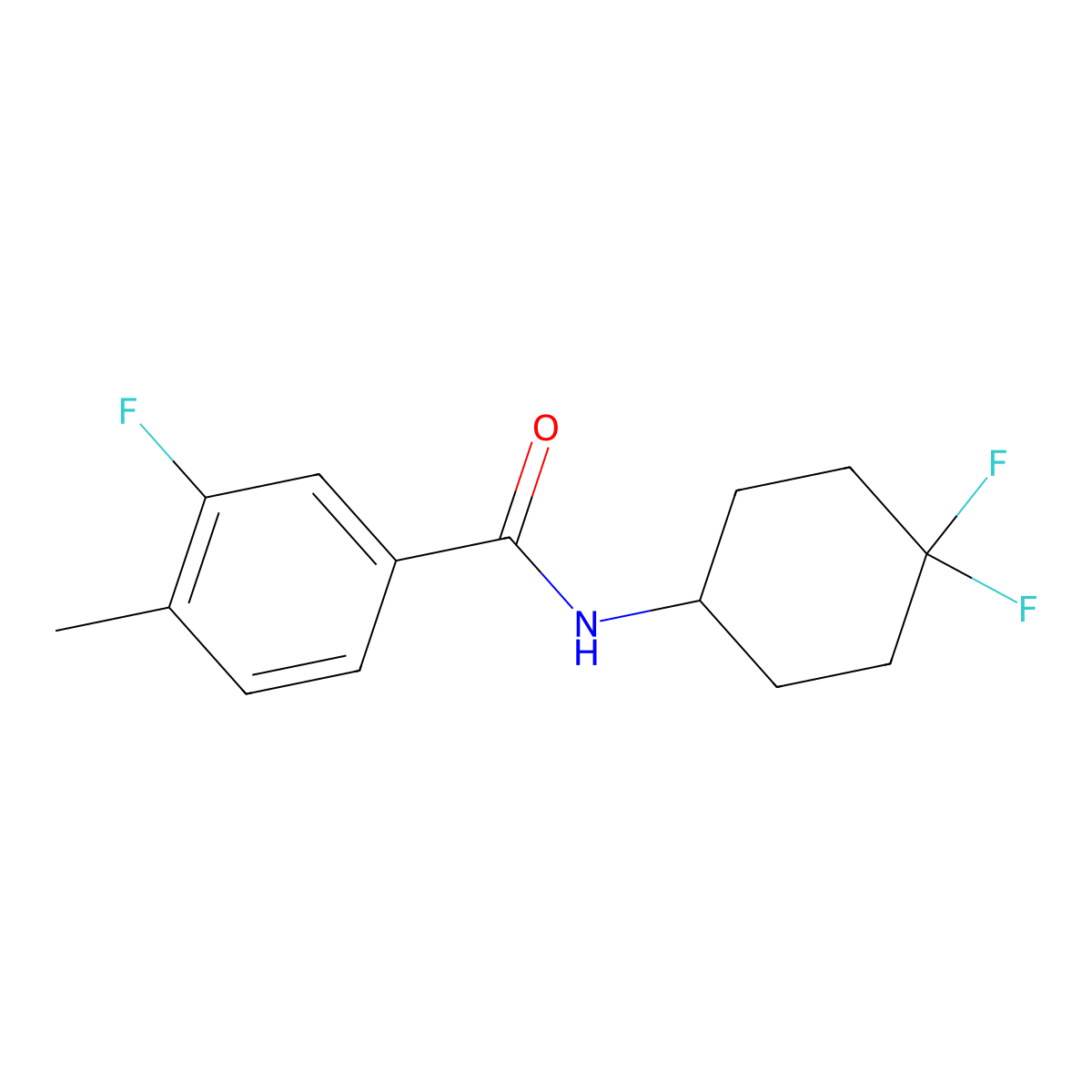 N-(4,4-difluorocyclohexyl)-3-fluoro-4-methylbenzamide molecular structure, CAS 2034462-06-9