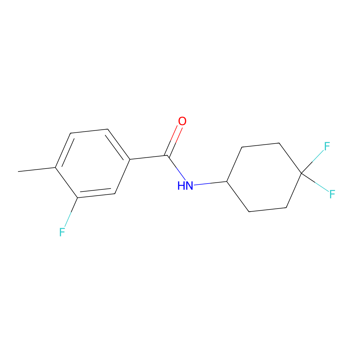 N-(4,4-difluorocyclohexyl)-3-fluoro-4-methylbenzamide molecular structure, CAS 2034462-06-9