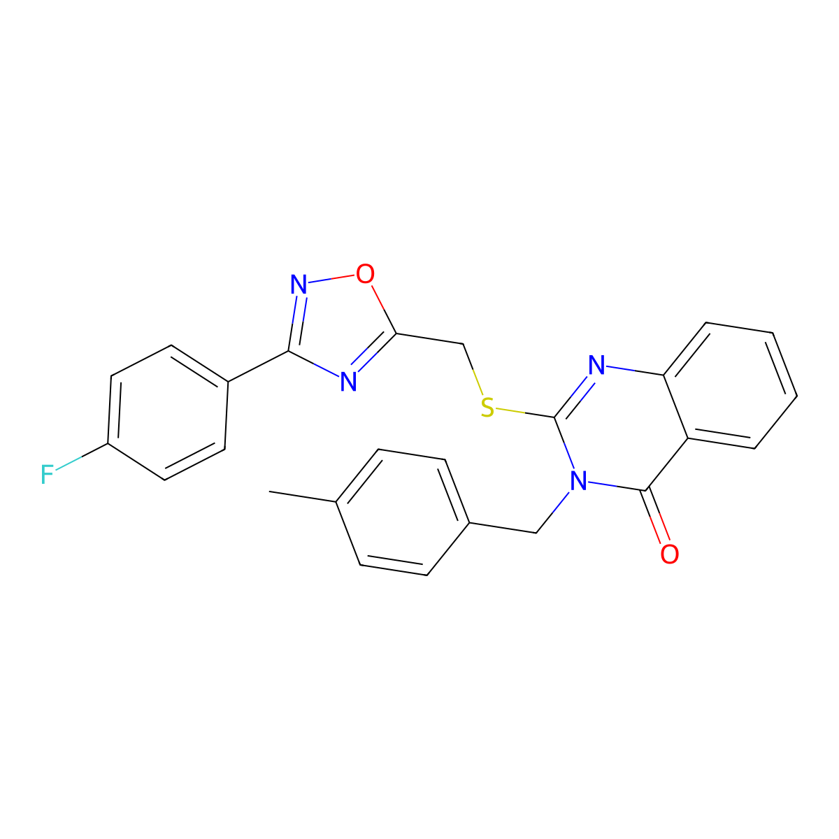 2-(((3-(4-fluorophenyl)-1,2,4-oxadiazol-5-yl)methyl)thio)-3-(4-methylbenzyl)quinazolin-4(3H)-one molecular structure, CAS 2034462-09-2