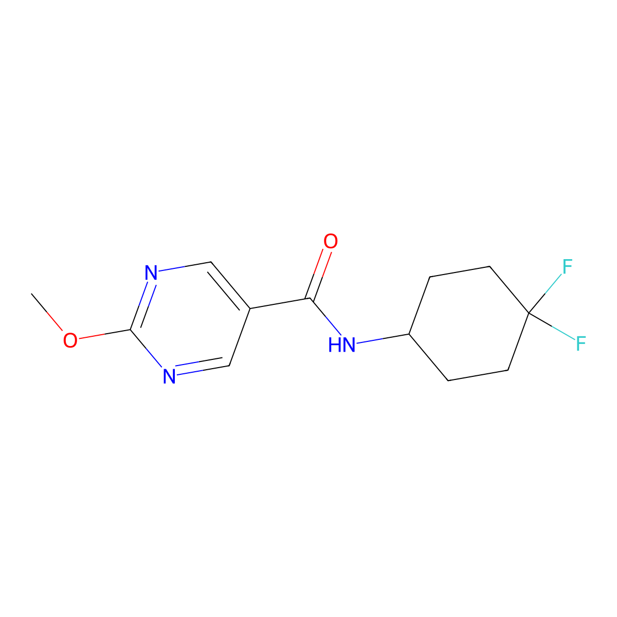N-(4,4-difluorocyclohexyl)-2-methoxypyrimidine-5-carboxamide molecular structure, CAS 2034462-12-7