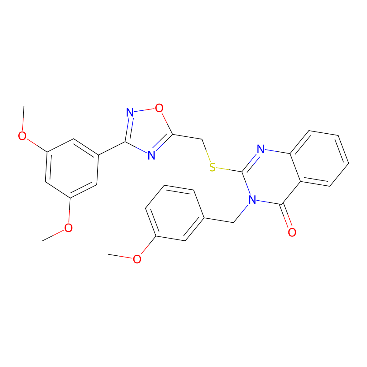 2-(((3-(3,5-dimethoxyphenyl)-1,2,4-oxadiazol-5-yl)methyl)thio)-3-(3-methoxybenzyl)quinazolin-4(3H)-one molecular structure, CAS 2034462-19-4