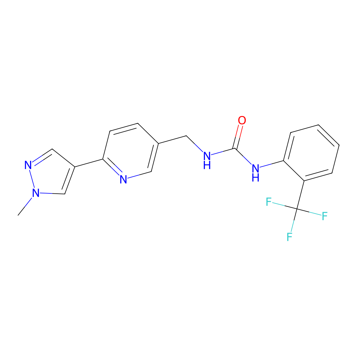 1-{[6-(1-methyl-1H-pyrazol-4-yl)pyridin-3-yl]methyl}-3-[2-(trifluoromethyl)phenyl]urea molecular structure, CAS 2034462-28-5