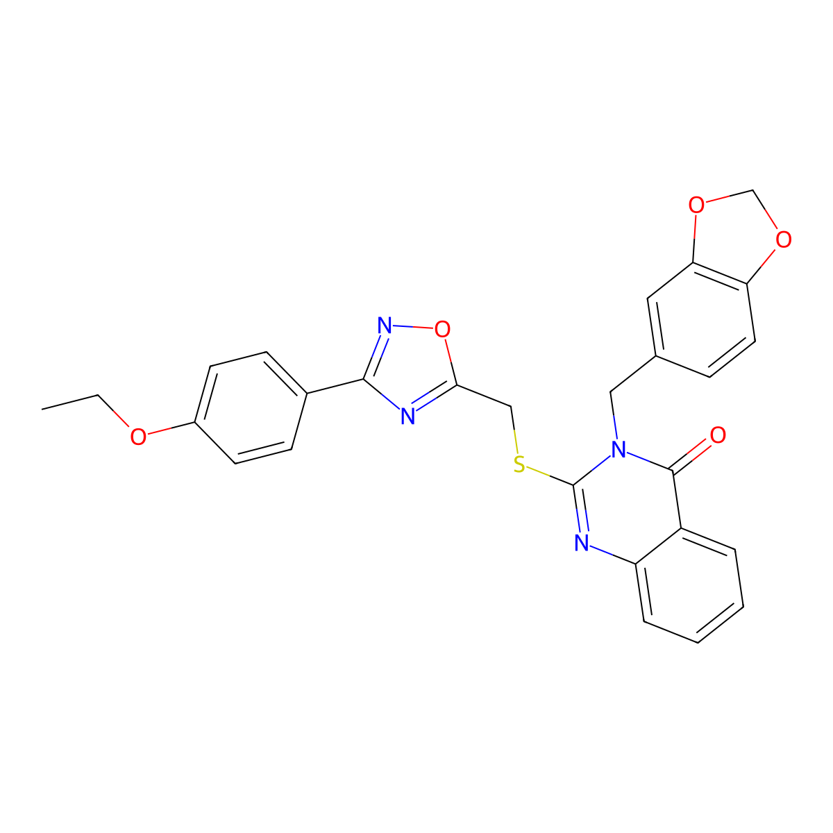 3-(benzo[d][1,3]dioxol-5-ylmethyl)-2-(((3-(4-ethoxyphenyl)-1,2,4-oxadiazol-5-yl)methyl)thio)quinazolin-4(3H)-one molecular structure, CAS 2034462-30-9