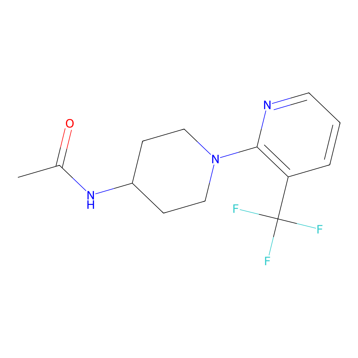 N-{1-[3-(trifluoromethyl)pyridin-2-yl]piperidin-4-yl}acetamide molecular structure, CAS 2034462-42-3