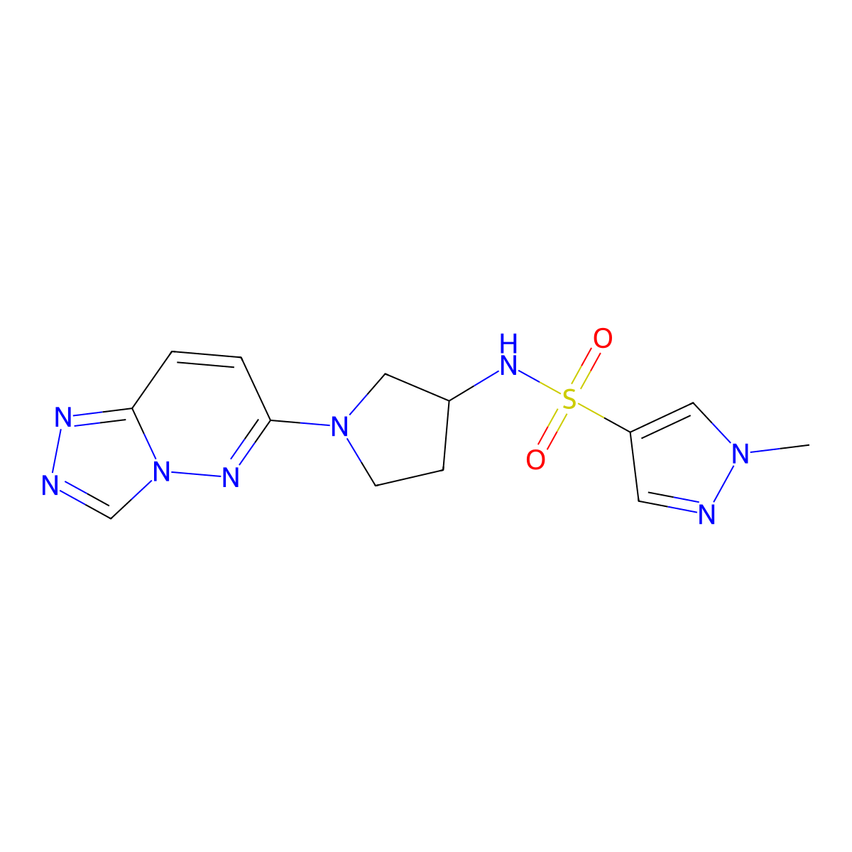 N-(1-([1,2,4]triazolo[4,3-b]pyridazin-6-yl)pyrrolidin-3-yl)-1-methyl-1H-pyrazole-4-sulfonamide molecular structure, CAS 2034462-48-9