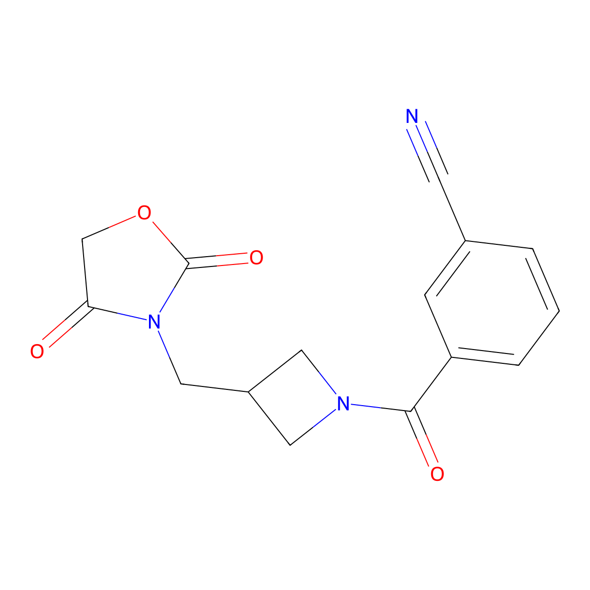 3-(3-((2,4-Dioxooxazolidin-3-yl)methyl)azetidine-1-carbonyl)benzonitrile molecular structure, CAS 2034462-52-5