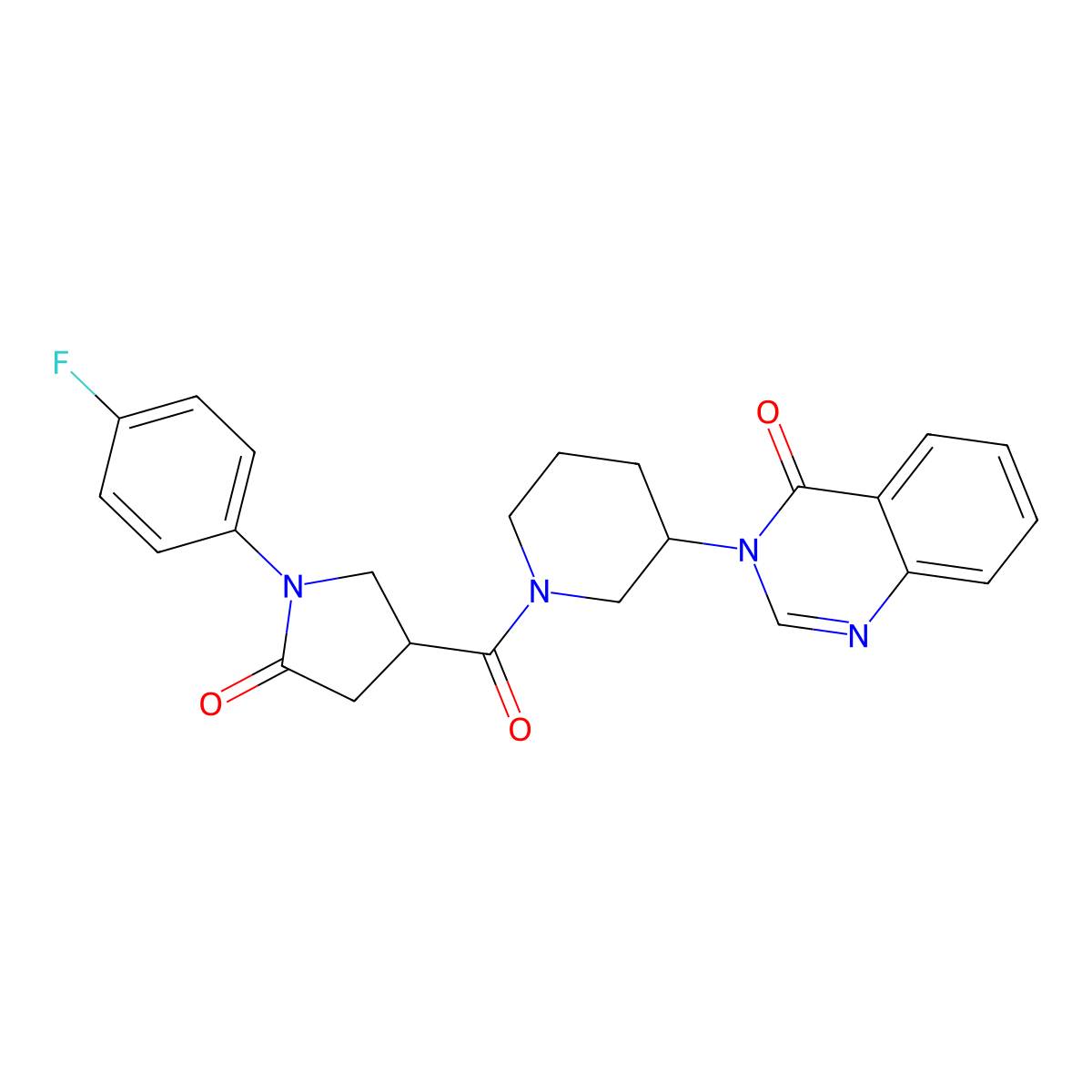 3-(1-(1-(4-fluorophenyl)-5-oxopyrrolidine-3-carbonyl)piperidin-3-yl)quinazolin-4(3H)-one molecular structure, CAS 2034462-54-7