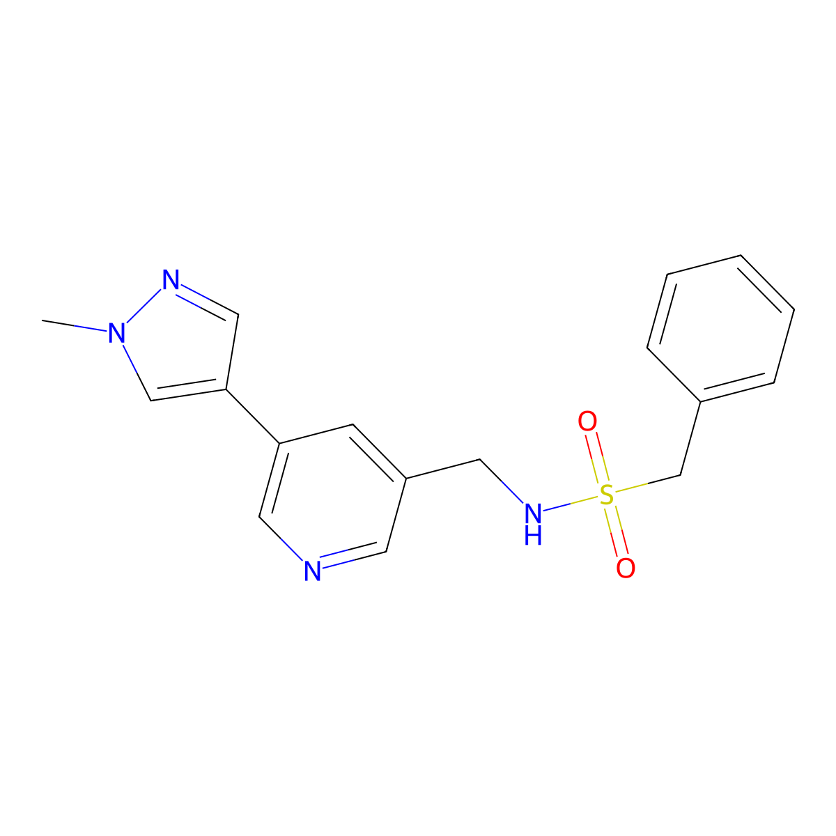 N-{[5-(1-methyl-1H-pyrazol-4-yl)pyridin-3-yl]methyl}-1-phenylmethanesulfonamide molecular structure, CAS 2034462-55-8