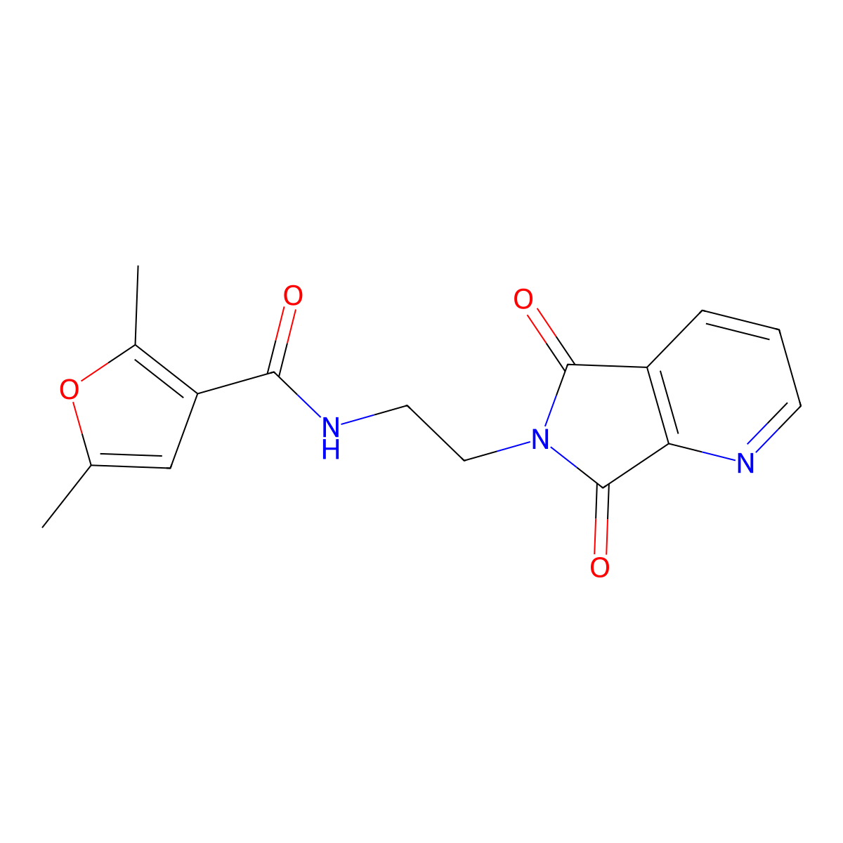 N-(2-(5,7-dioxo-5H-pyrrolo[3,4-b]pyridin-6(7H)-yl)ethyl)-2,5-dimethylfuran-3-carboxamide molecular structure, CAS 2034462-56-9