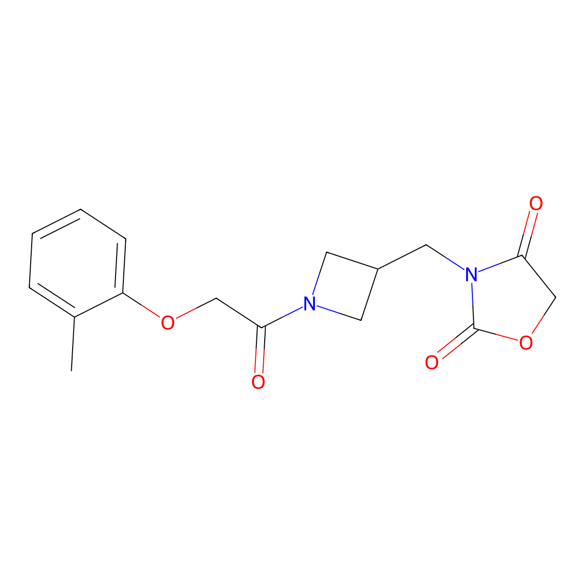 3-((1-(2-(o-Tolyloxy)acetyl)azetidin-3-yl)methyl)oxazolidine-2,4-dione molecular structure, CAS 2034462-57-0