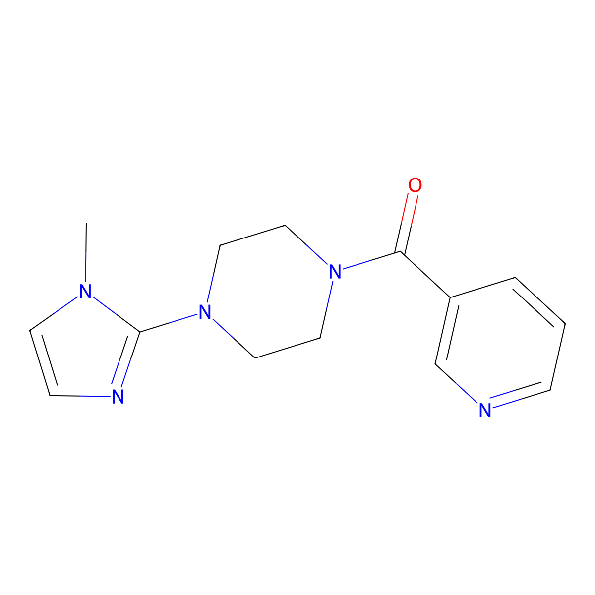 (4-(1-methyl-1H-imidazol-2-yl)piperazin-1-yl)(pyridin-3-yl)methanone molecular structure, CAS 2034462-82-1