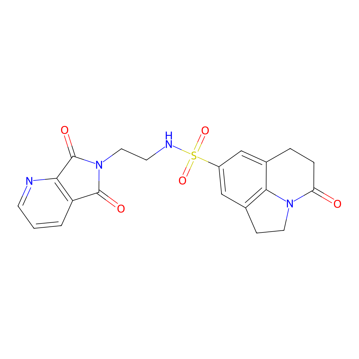 N-(2-{5,7-dioxo-5H,6H,7H-pyrrolo[3,4-b]pyridin-6-yl}ethyl)-11-oxo-1-azatricyclo[6.3.1.0^{4,12}]dodeca-4(12),5,7-triene-6-sulfonamide molecular structure, CAS 2034462-85-4