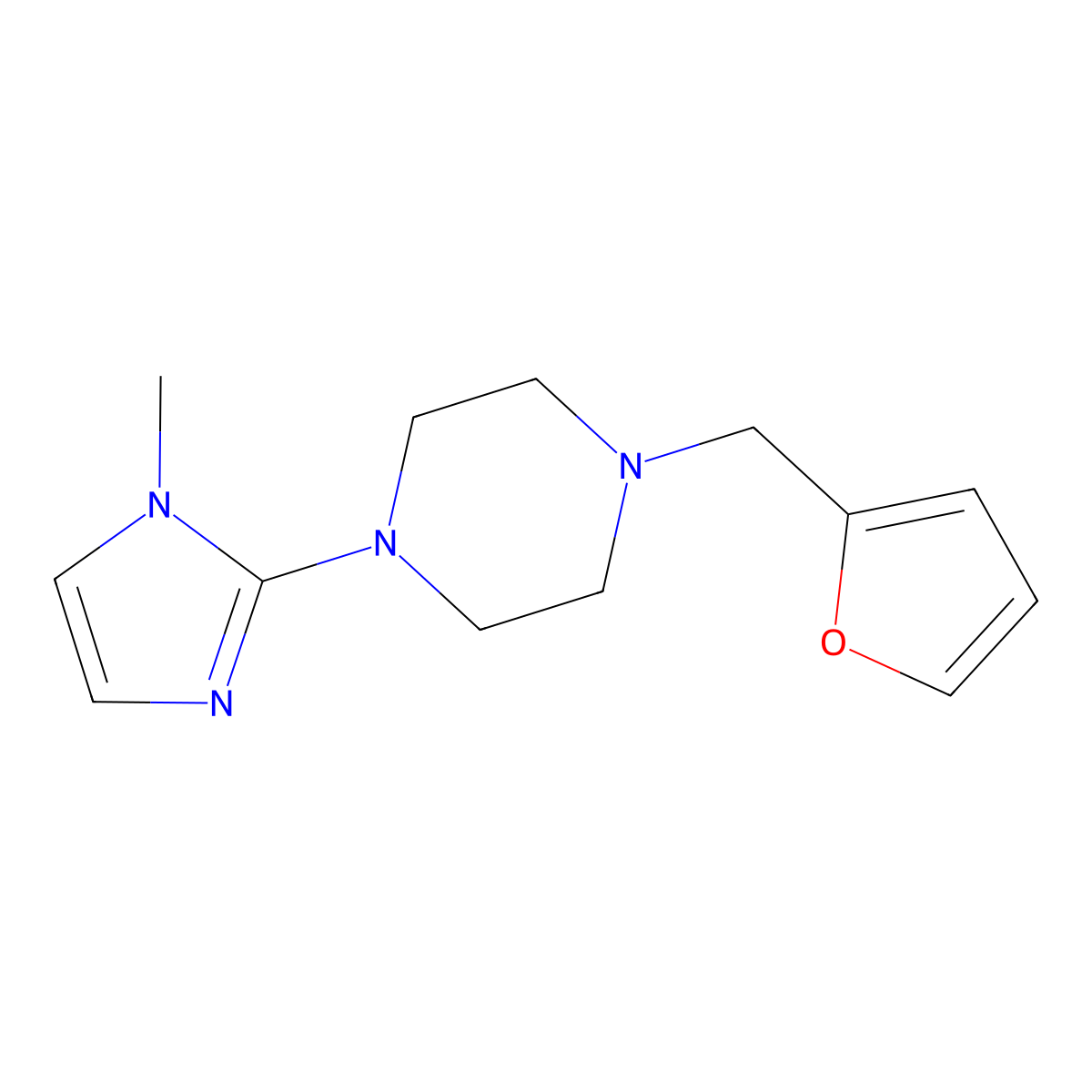 1-(furan-2-ylmethyl)-4-(1-methyl-1H-imidazol-2-yl)piperazine molecular structure, CAS 2034462-92-3
