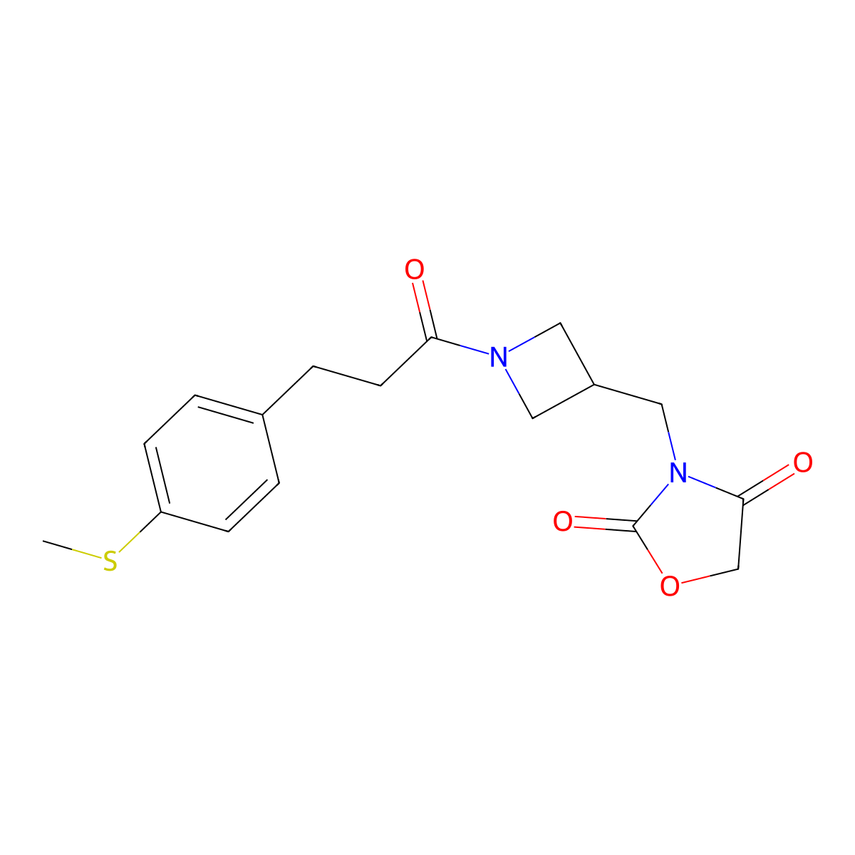 3-((1-(3-(4-(Methylthio)phenyl)propanoyl)azetidin-3-yl)methyl)oxazolidine-2,4-dione molecular structure, CAS 2034462-99-0