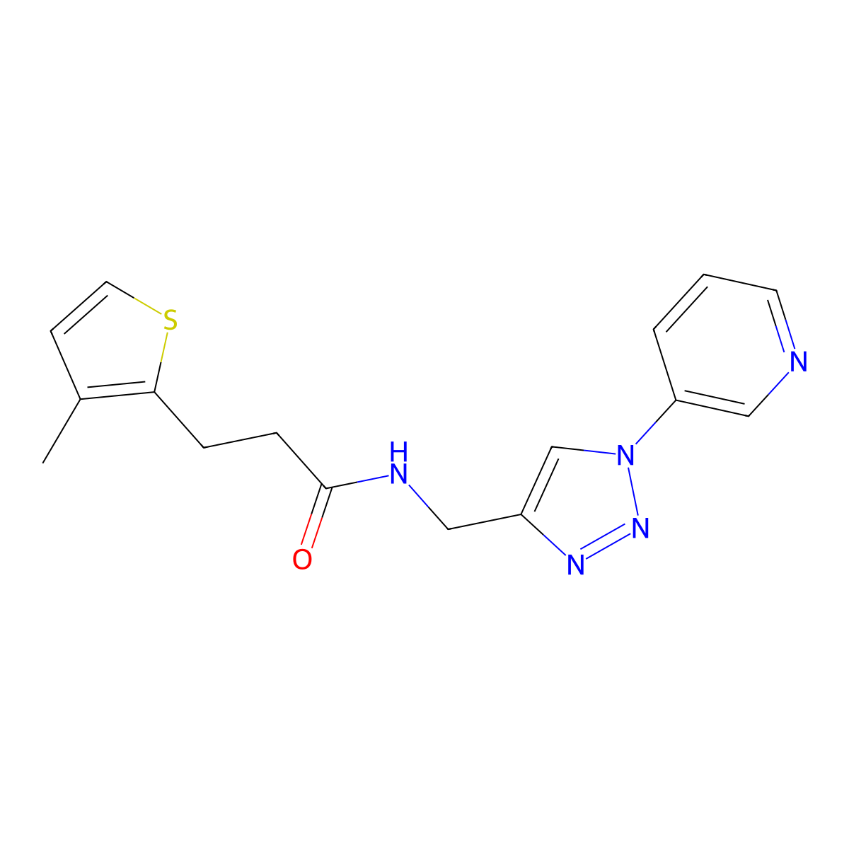 3-(3-methylthiophen-2-yl)-N-{[1-(pyridin-3-yl)-1H-1,2,3-triazol-4-yl]methyl}propanamide molecular structure, CAS 2034463-00-6