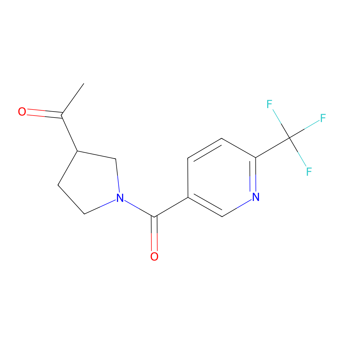 1-(1-(6-(Trifluoromethyl)nicotinoyl)pyrrolidin-3-yl)ethanone molecular structure, CAS 2034463-04-0