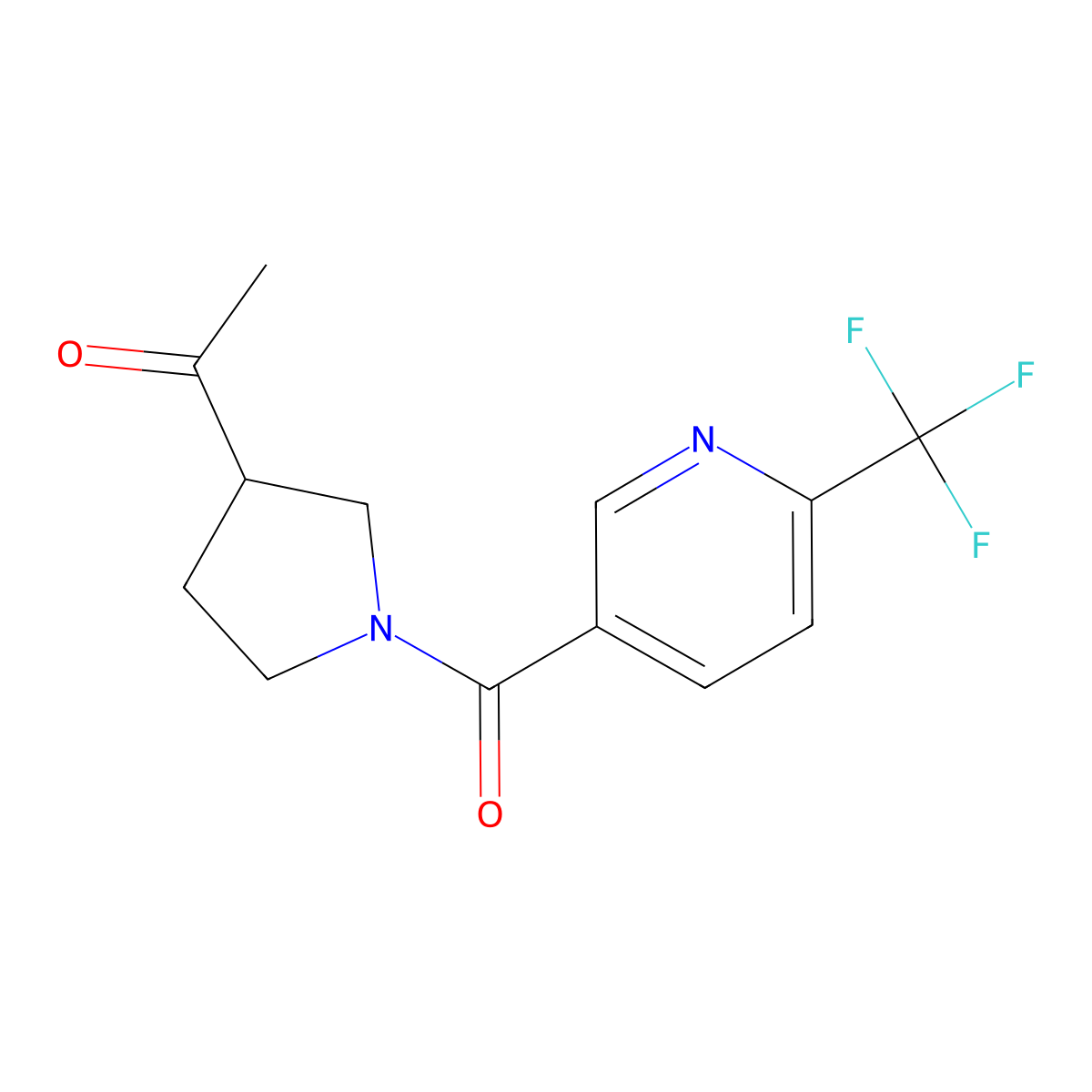 1-(1-(6-(Trifluoromethyl)nicotinoyl)pyrrolidin-3-yl)ethanone molecular structure, CAS 2034463-04-0