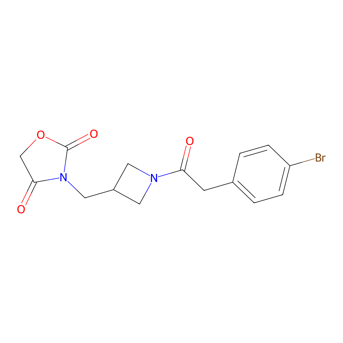 3-({1-[2-(4-Bromophenyl)acetyl]azetidin-3-yl}methyl)-1,3-oxazolidine-2,4-dione molecular structure, CAS 2034463-05-1