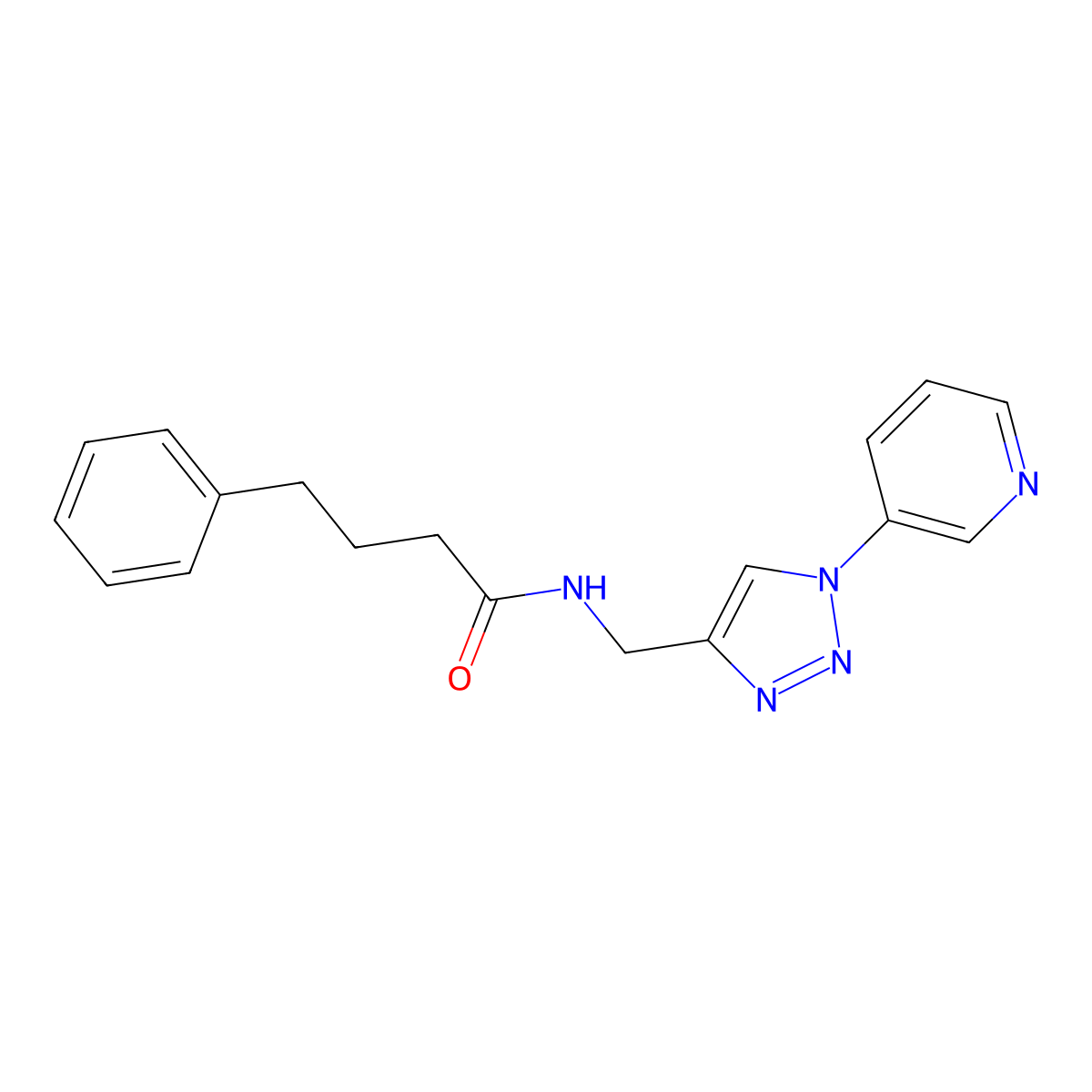 4-phenyl-N-{[1-(pyridin-3-yl)-1H-1,2,3-triazol-4-yl]methyl}butanamide molecular structure, CAS 2034463-08-4