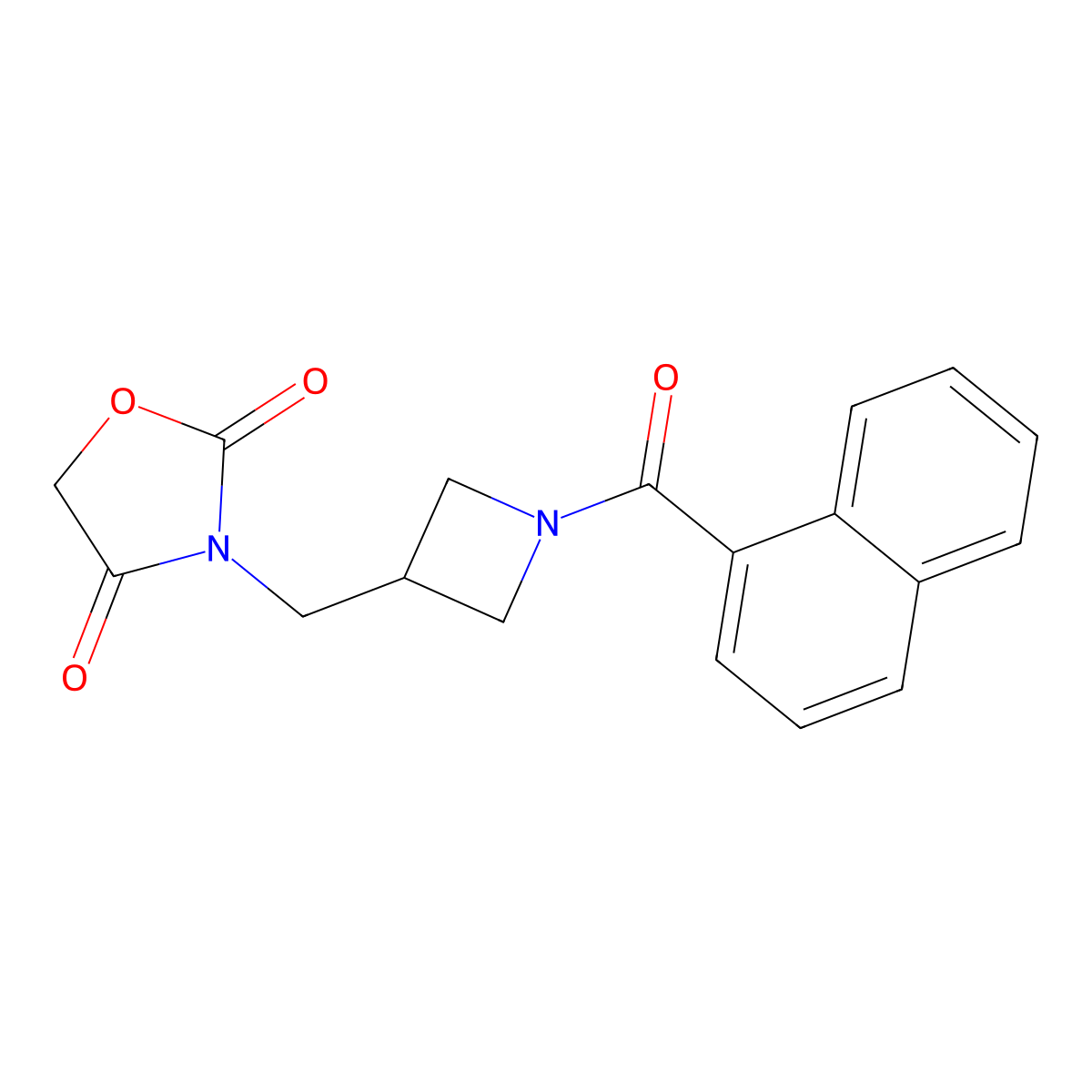 3-((1-(1-Naphthoyl)azetidin-3-yl)methyl)oxazolidine-2,4-dione molecular structure, CAS 2034463-11-9
