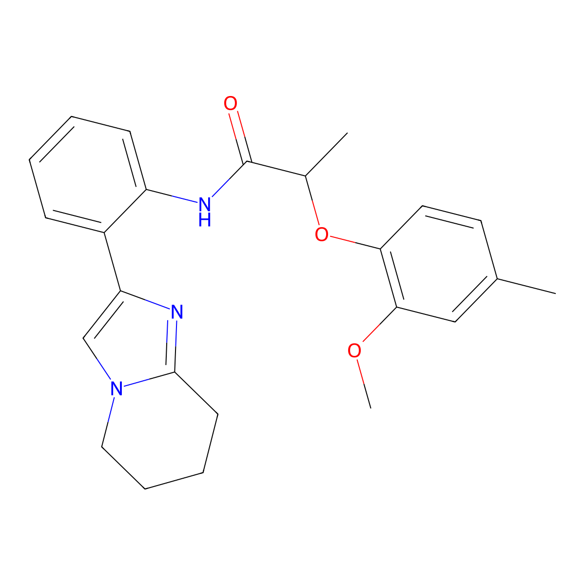 2-(2-methoxy-4-methylphenoxy)-N-(2-(5,6,7,8-tetrahydroimidazo[1,2-a]pyridin-2-yl)phenyl)propanamide molecular structure, CAS 2034463-14-2
