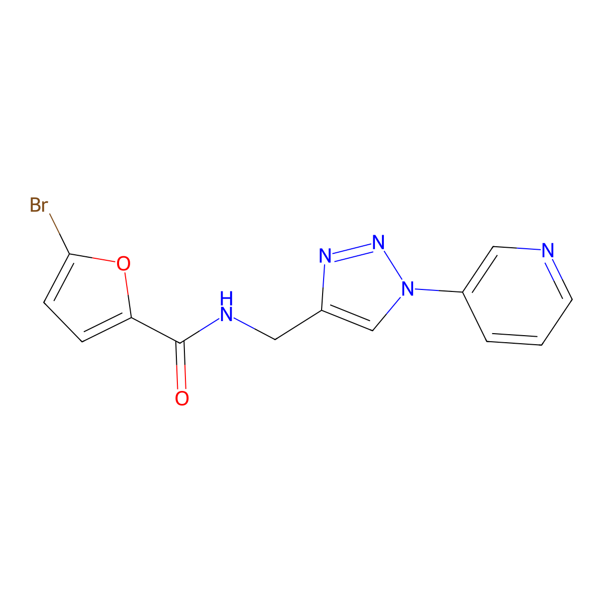 5-bromo-N-((1-(pyridin-3-yl)-1H-1,2,3-triazol-4-yl)methyl)furan-2-carboxamide molecular structure, CAS 2034463-17-5