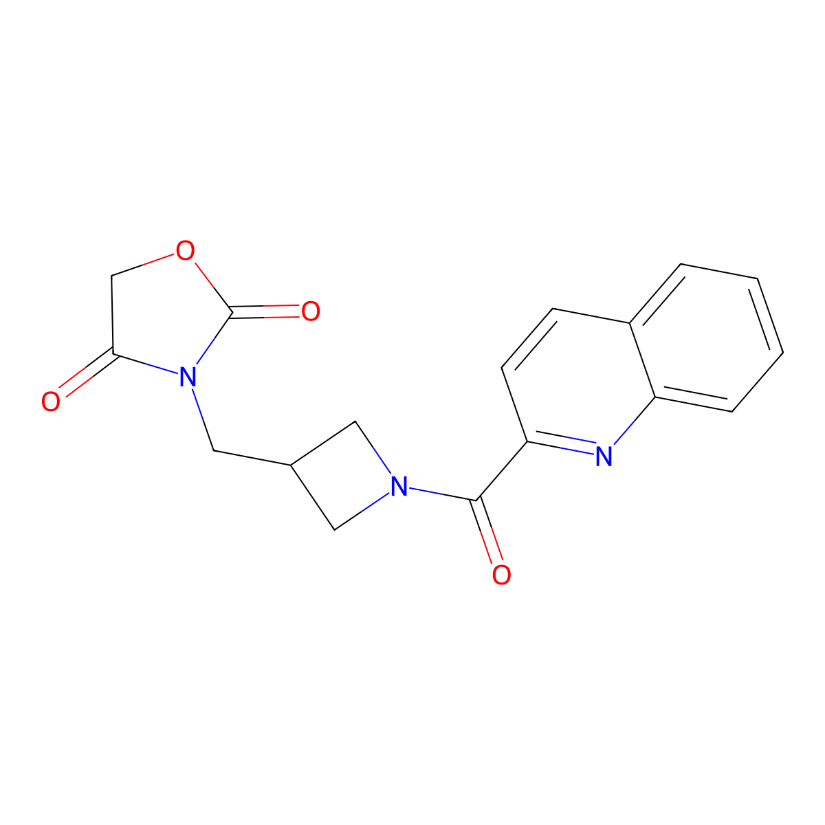 3-((1-(Quinoline-2-carbonyl)azetidin-3-yl)methyl)oxazolidine-2,4-dione molecular structure, CAS 2034463-18-6