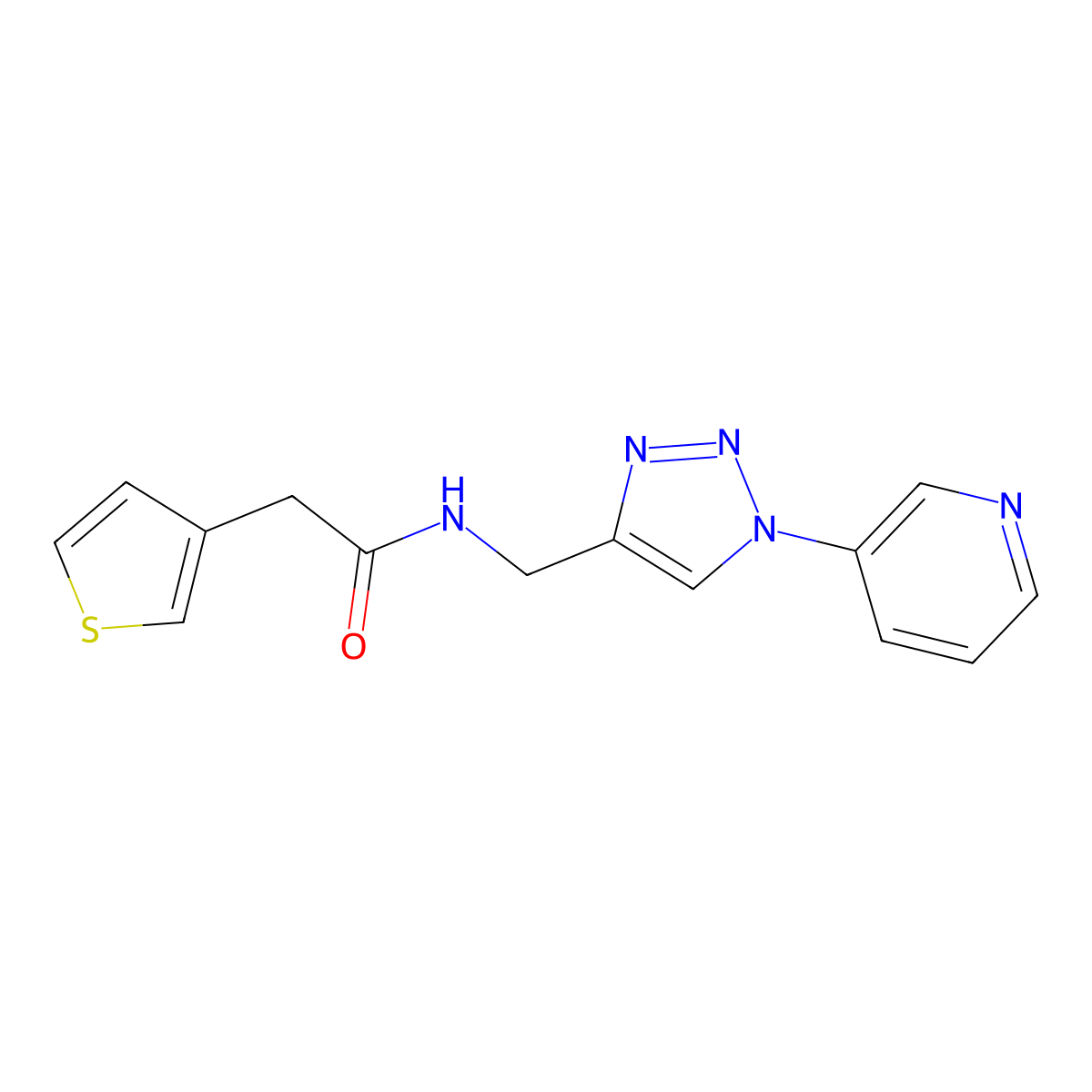 N-((1-(pyridin-3-yl)-1H-1,2,3-triazol-4-yl)methyl)-2-(thiophen-3-yl)acetamide molecular structure, CAS 2034463-22-2