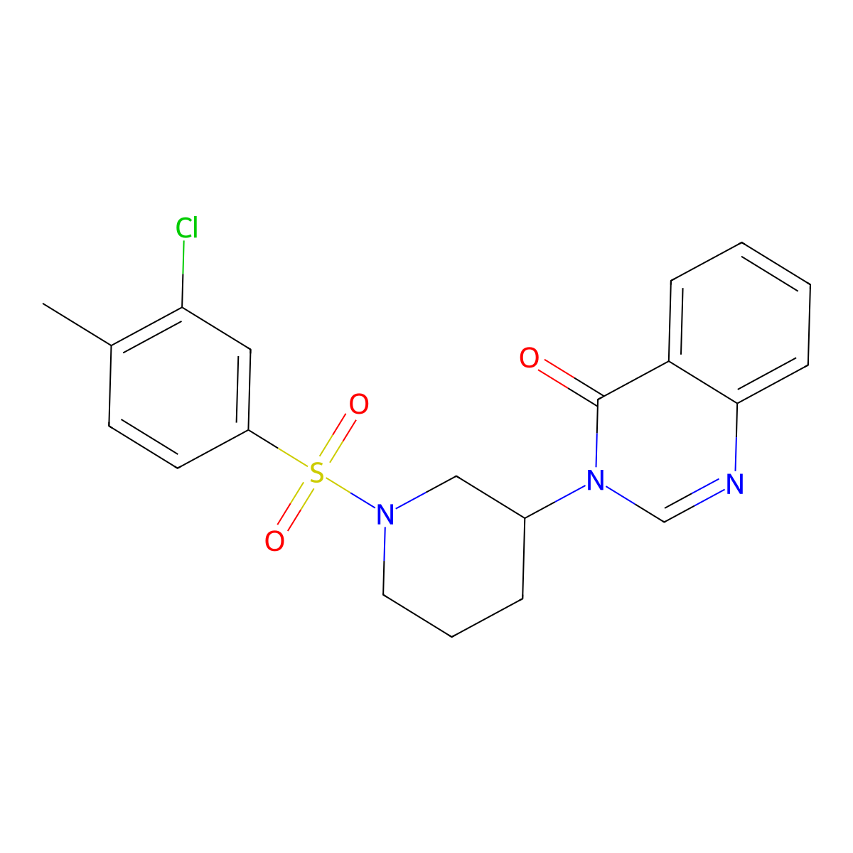 3-(1-((3-chloro-4-methylphenyl)sulfonyl)piperidin-3-yl)quinazolin-4(3H)-one molecular structure, CAS 2034463-31-3