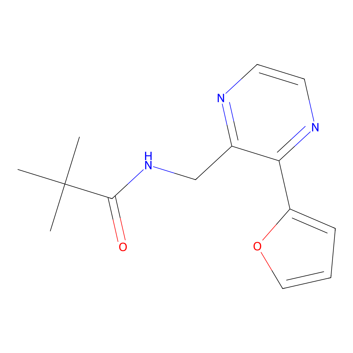 N-((3-(furan-2-yl)pyrazin-2-yl)methyl)pivalamide molecular structure, CAS 2034463-34-6