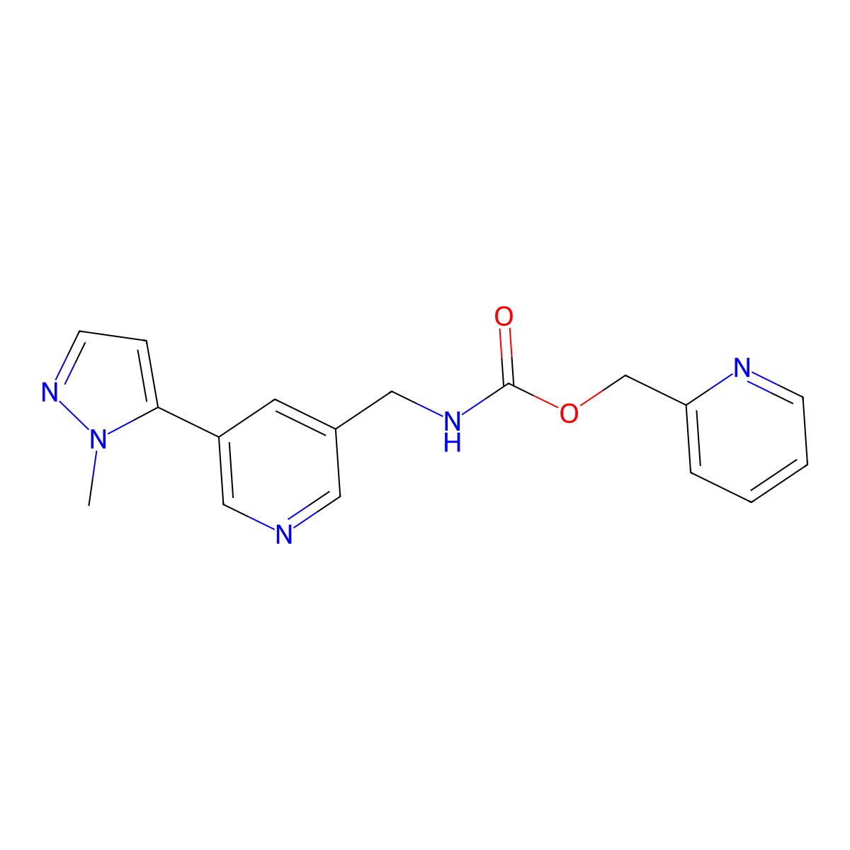 pyridin-2-ylmethyl ((5-(1-methyl-1H-pyrazol-5-yl)pyridin-3-yl)methyl)carbamate molecular structure, CAS 2034463-37-9