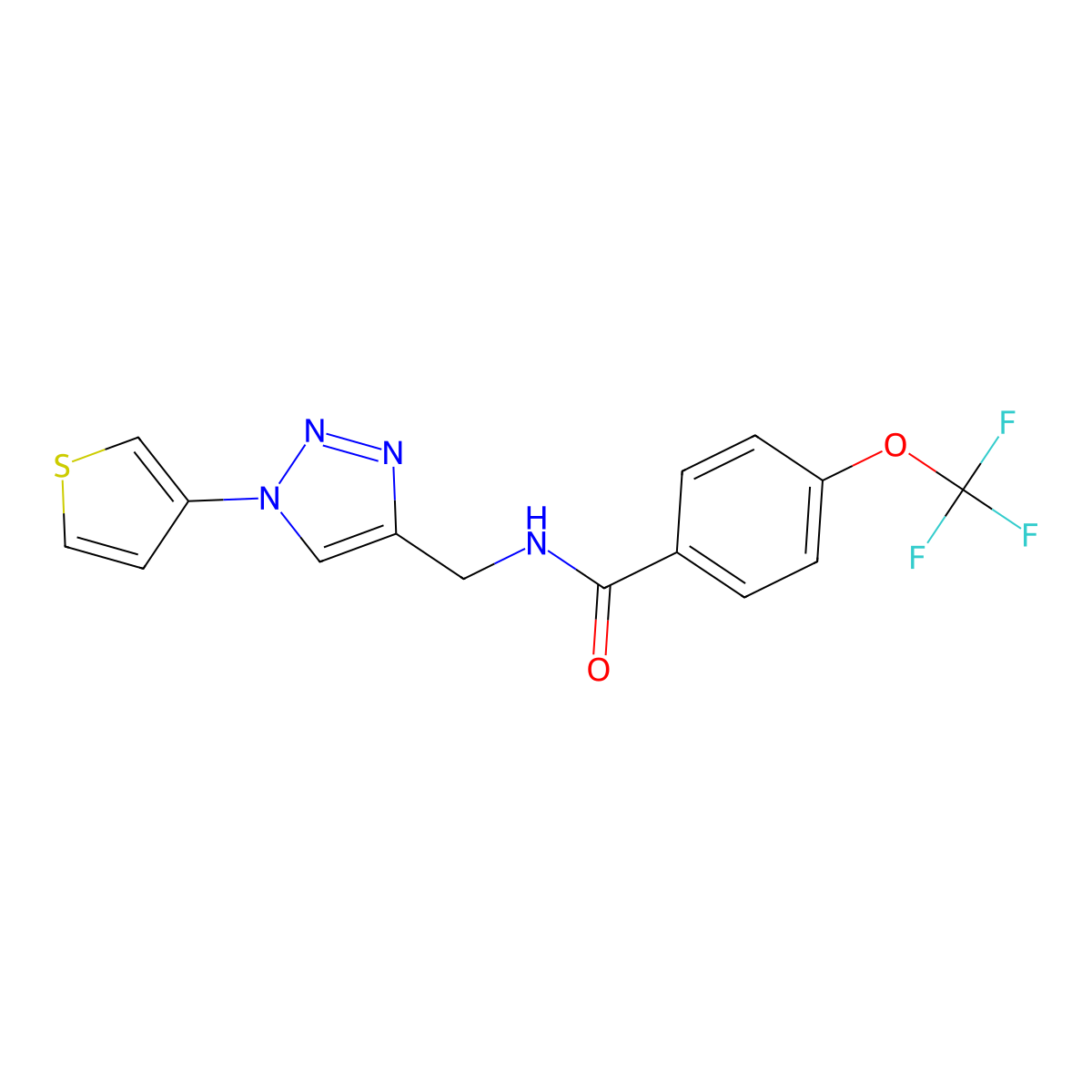N-((1-(thiophen-3-yl)-1H-1,2,3-triazol-4-yl)methyl)-4-(trifluoromethoxy)benzamide molecular structure, CAS 2034463-38-0