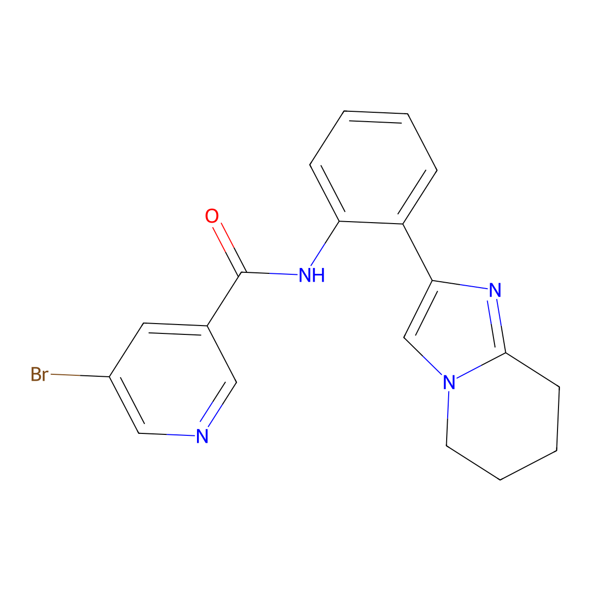 5-bromo-N-(2-(5,6,7,8-tetrahydroimidazo[1,2-a]pyridin-2-yl)phenyl)nicotinamide molecular structure, CAS 2034463-50-6