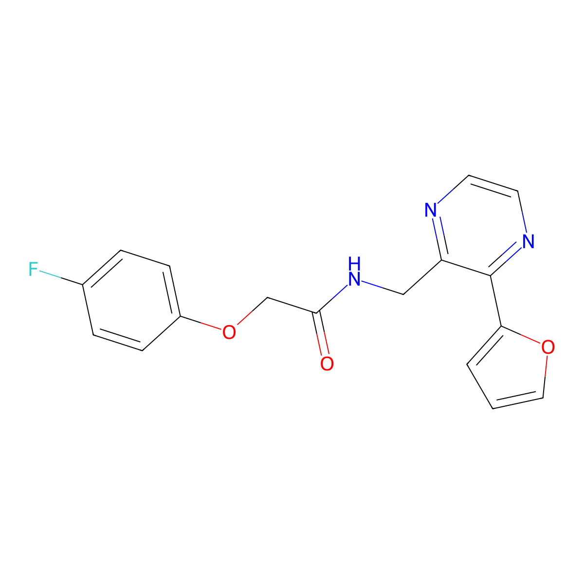 2-(4-fluorophenoxy)-N-{[3-(furan-2-yl)pyrazin-2-yl]methyl}acetamide molecular structure, CAS 2034463-52-8