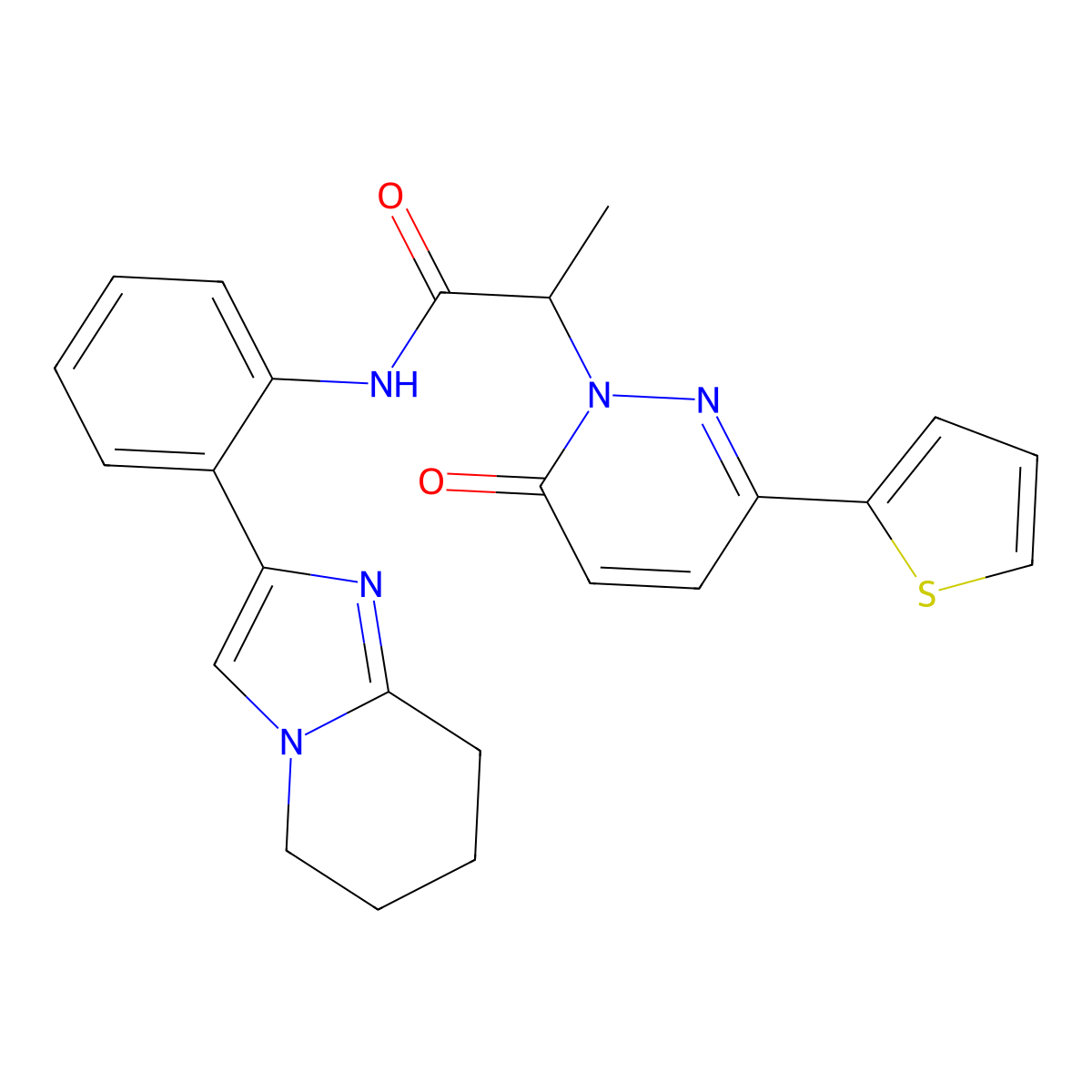 2-(6-oxo-3-(thiophen-2-yl)pyridazin-1(6H)-yl)-N-(2-(5,6,7,8-tetrahydroimidazo[1,2-a]pyridin-2-yl)phenyl)propanamide molecular structure, CAS 2034463-58-4