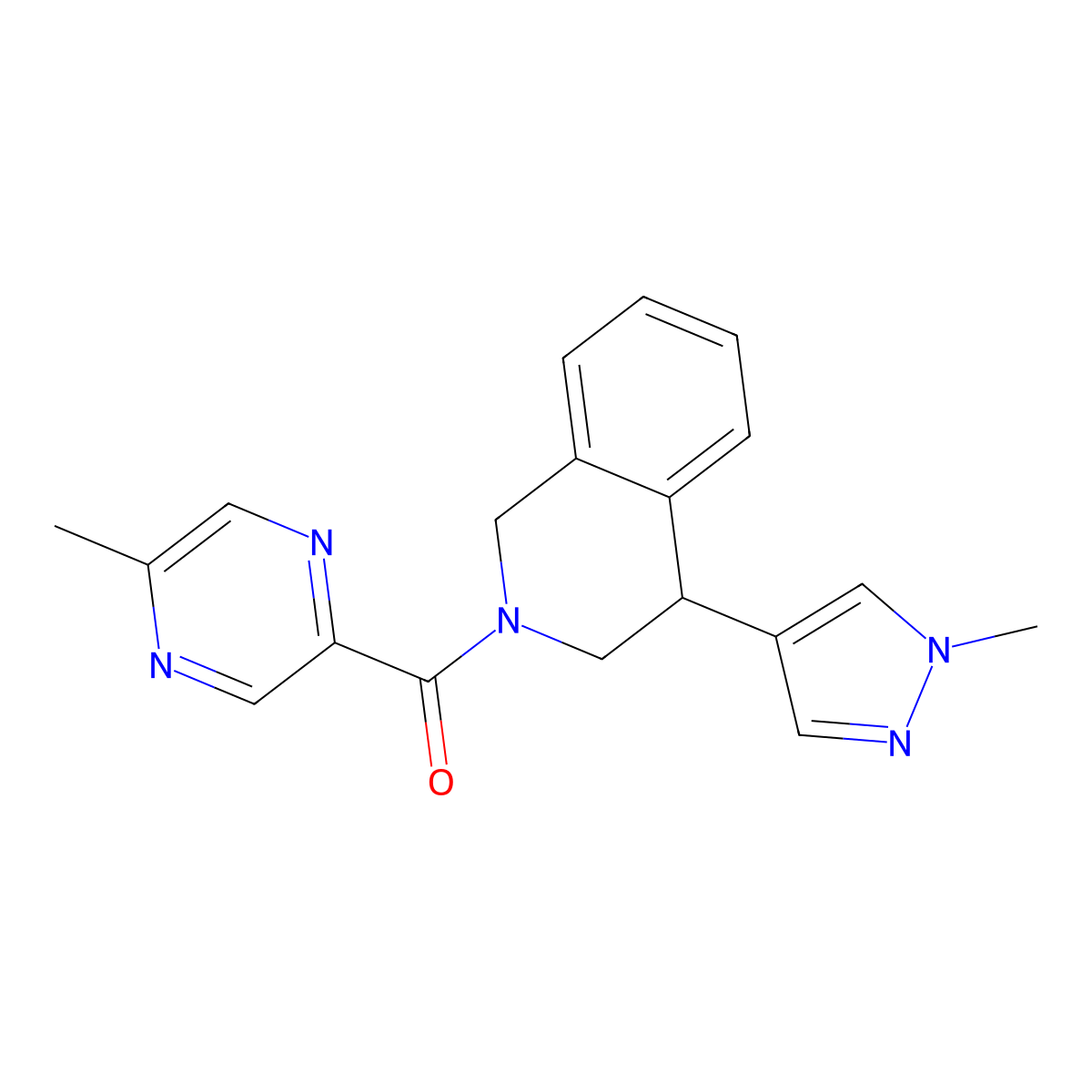 (4-(1-methyl-1H-pyrazol-4-yl)-3,4-dihydroisoquinolin-2(1H)-yl)(5-methylpyrazin-2-yl)methanone molecular structure, CAS 2034463-61-9