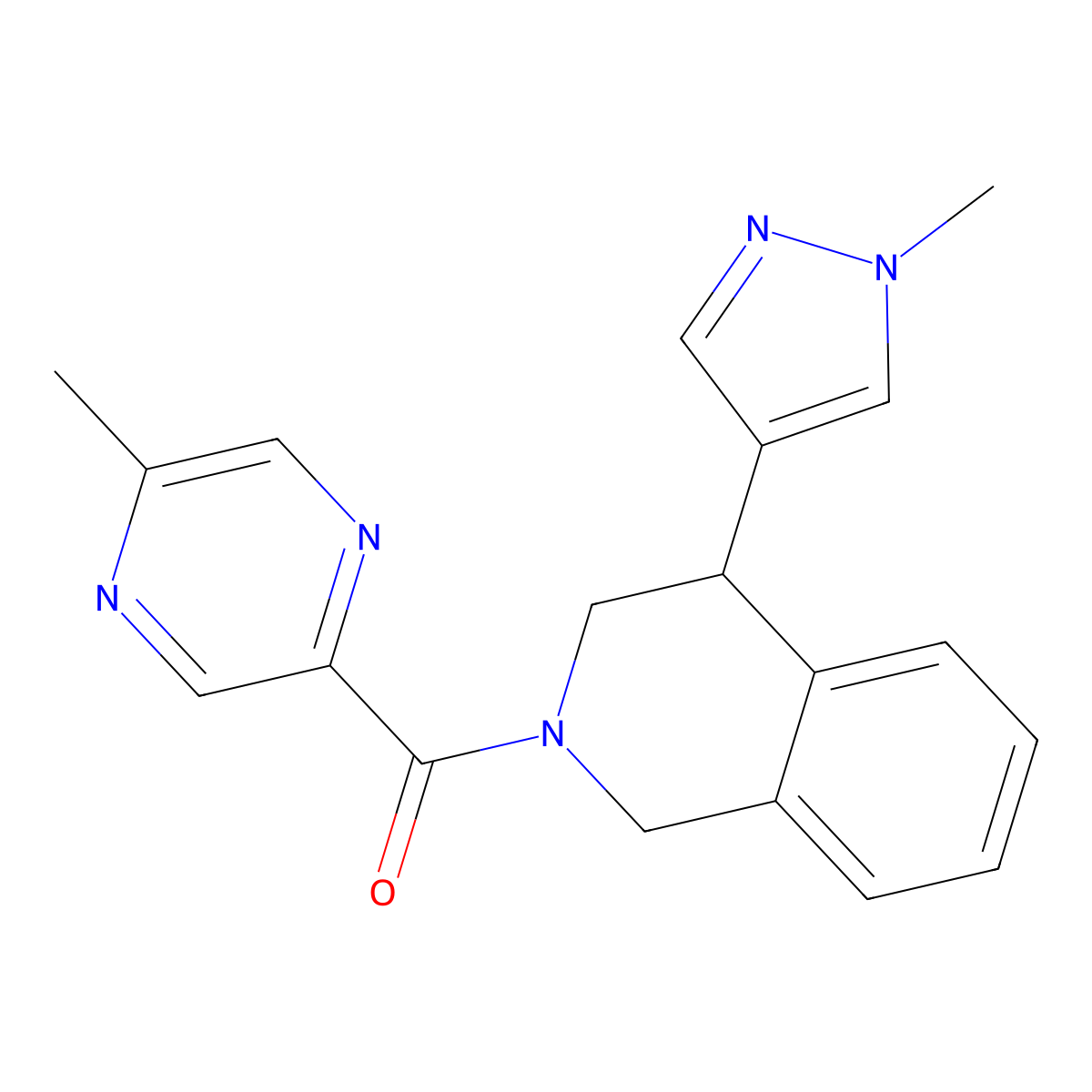 (4-(1-methyl-1H-pyrazol-4-yl)-3,4-dihydroisoquinolin-2(1H)-yl)(5-methylpyrazin-2-yl)methanone molecular structure, CAS 2034463-61-9