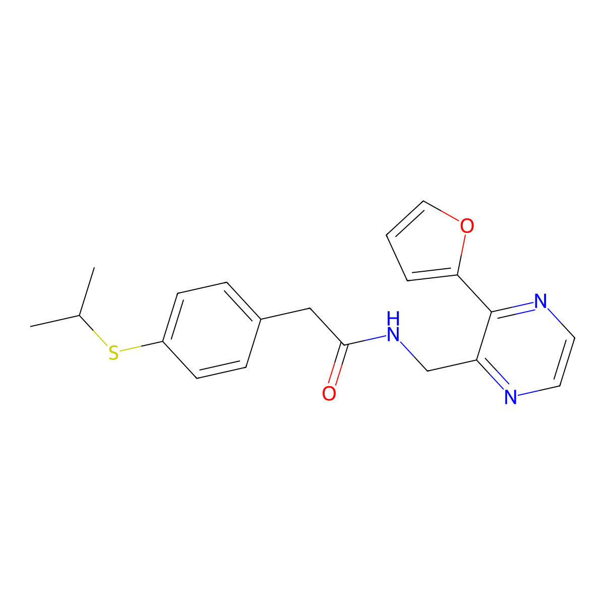 N-((3-(furan-2-yl)pyrazin-2-yl)methyl)-2-(4-(isopropylthio)phenyl)acetamide molecular structure, CAS 2034463-63-1