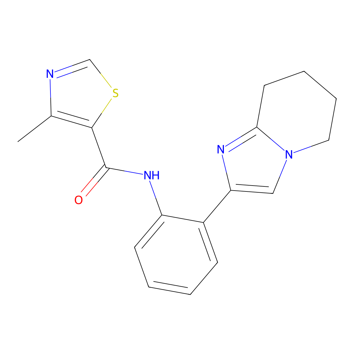 4-methyl-N-(2-(5,6,7,8-tetrahydroimidazo[1,2-a]pyridin-2-yl)phenyl)thiazole-5-carboxamide molecular structure, CAS 2034463-70-0