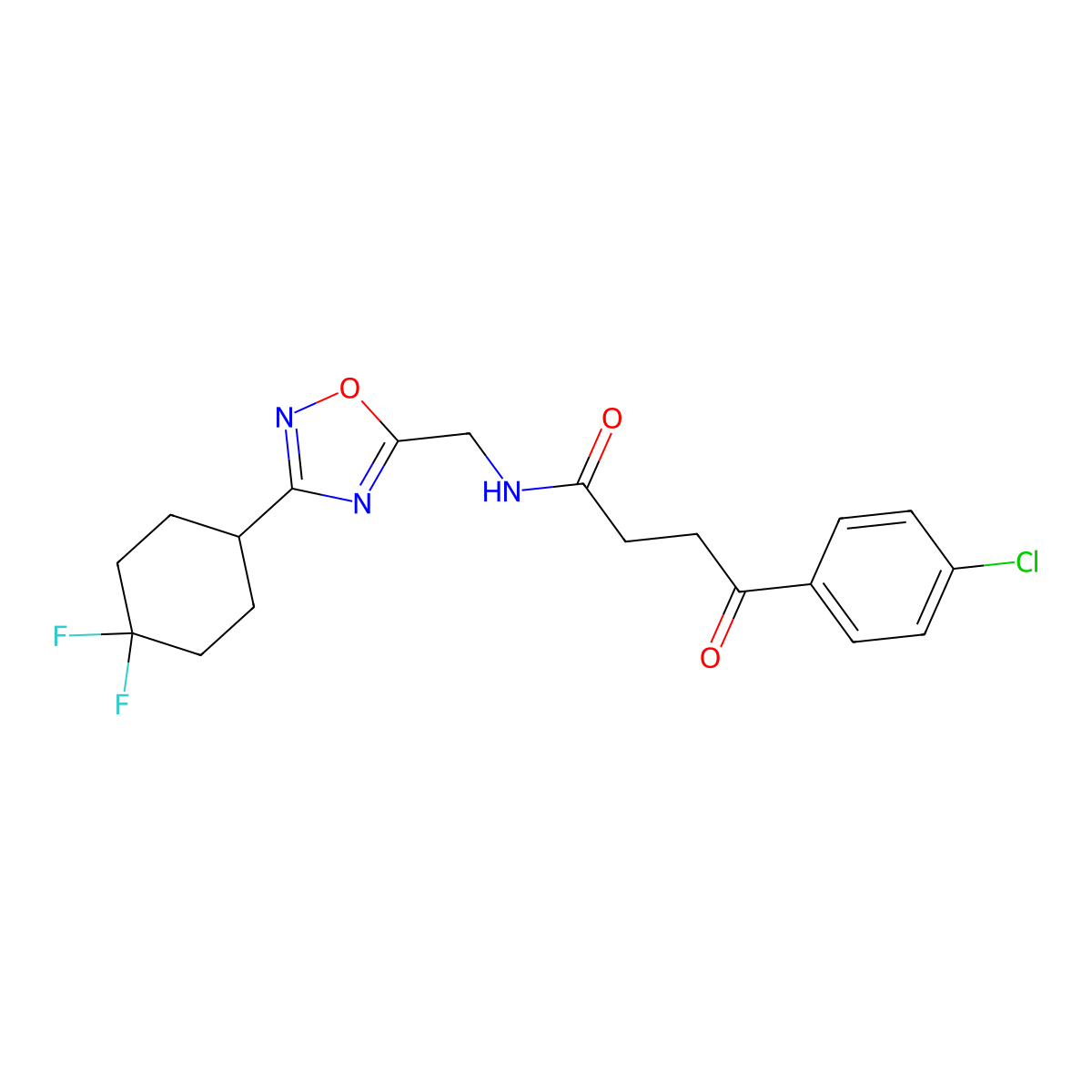 4-(4-chlorophenyl)-N-{[3-(4,4-difluorocyclohexyl)-1,2,4-oxadiazol-5-yl]methyl}-4-oxobutanamide molecular structure, CAS 2034463-71-1